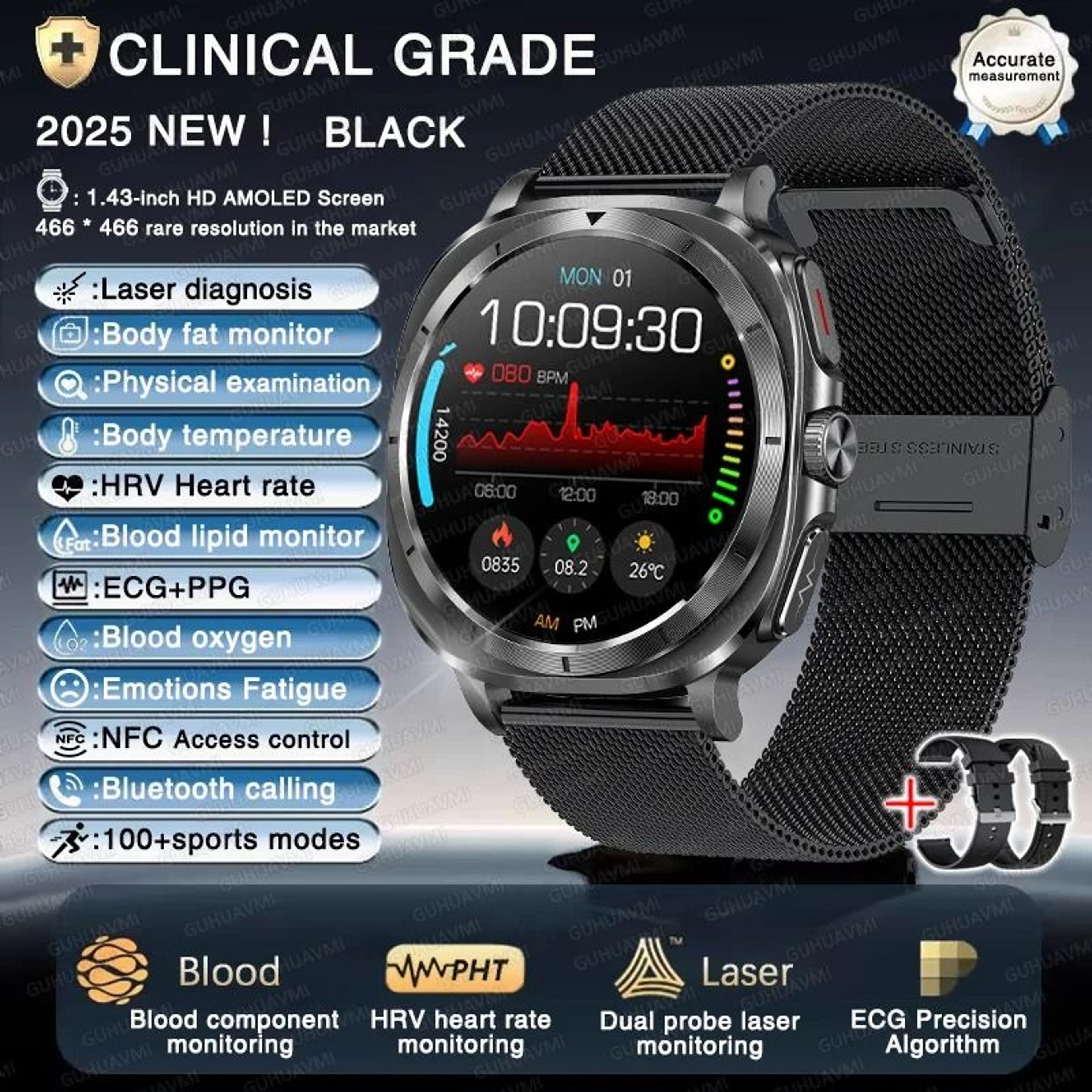Advanced Health Monitoring Smartwatch With ECG Blood Pressure Tracking And Heart Rate Monitor 6
