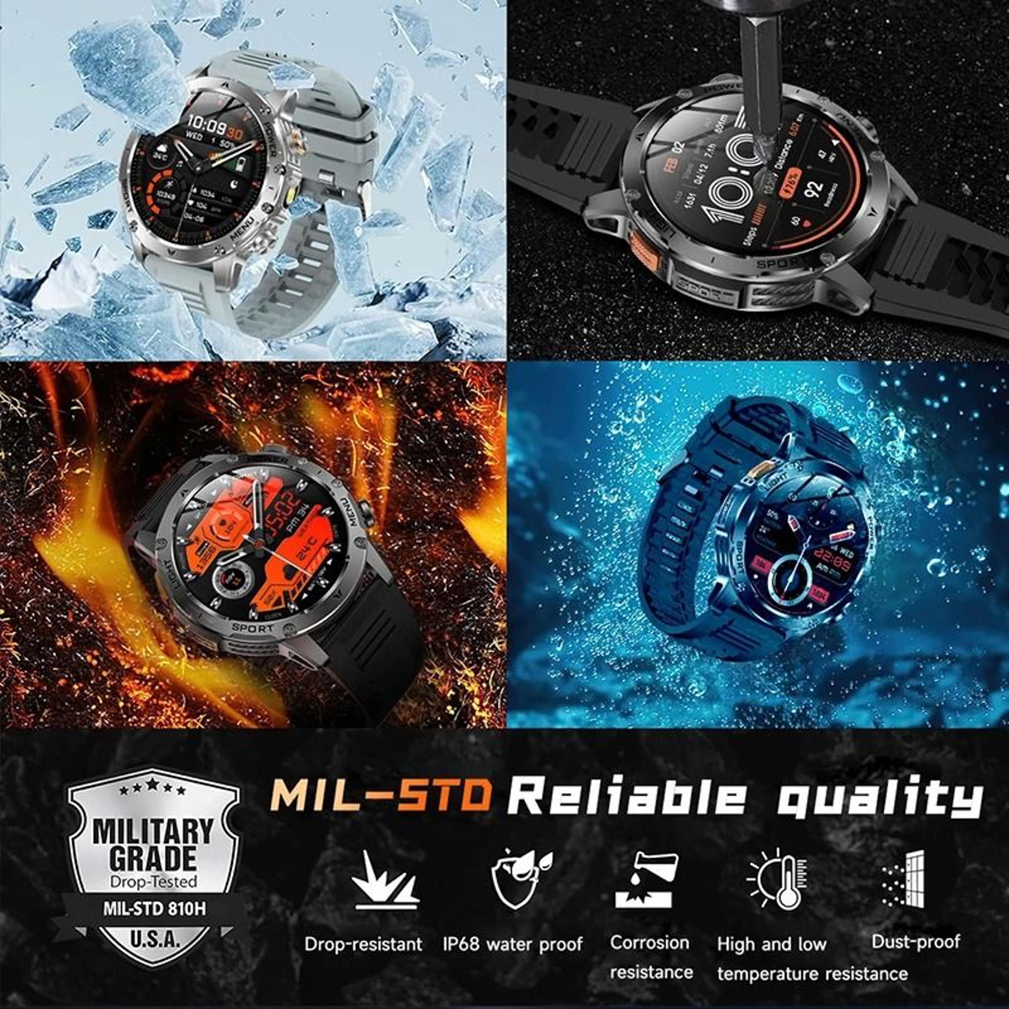 Military GPS Tracker Smartwatch With AMOLED Display Bluetooth Calling Waterproof Sports Watch 11