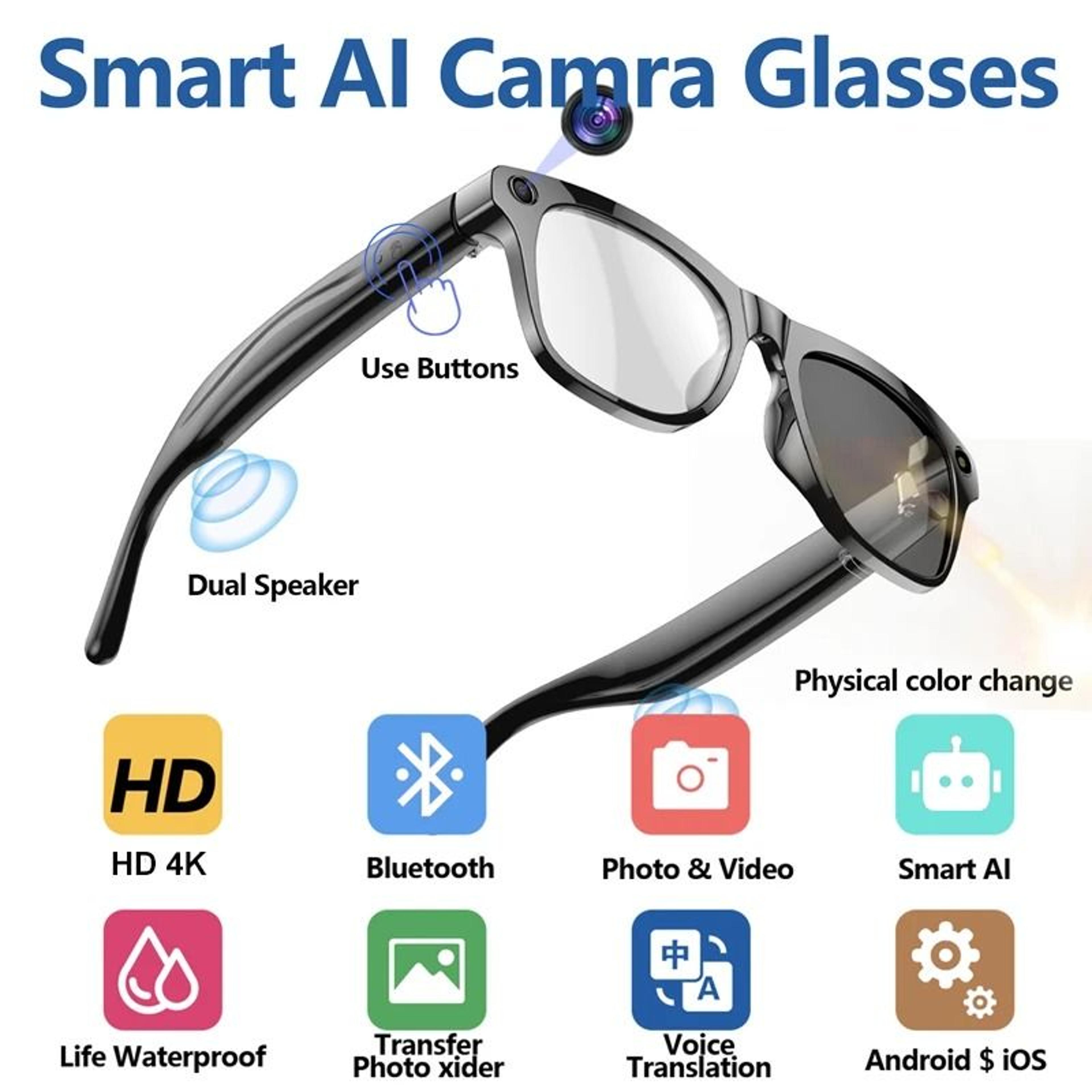 AI Smart Glasses With HD Camera Bluetooth Calling And Real Time Translation 3
