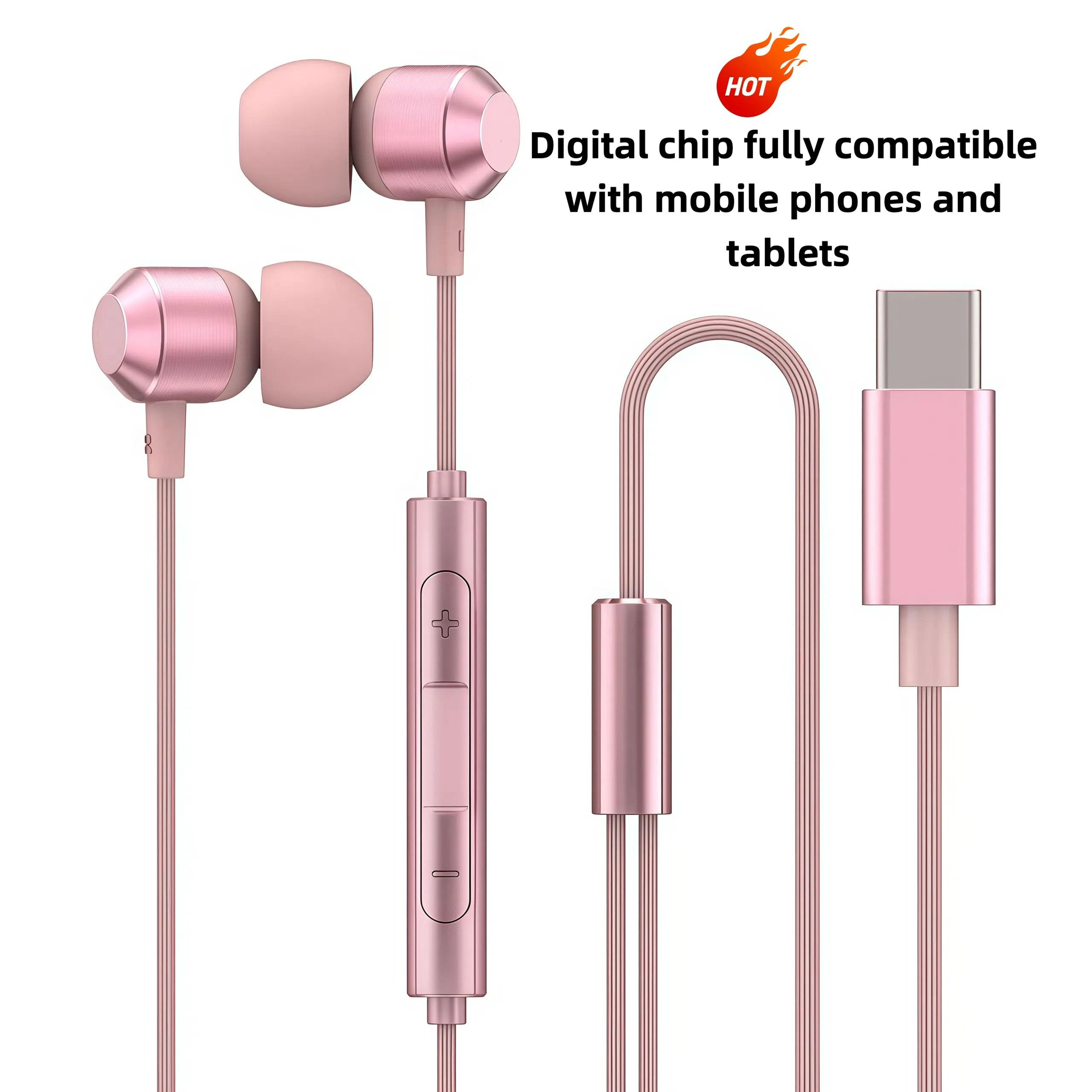 hifi type c wired earphones usb c headphones with digital chip in ear wired headset