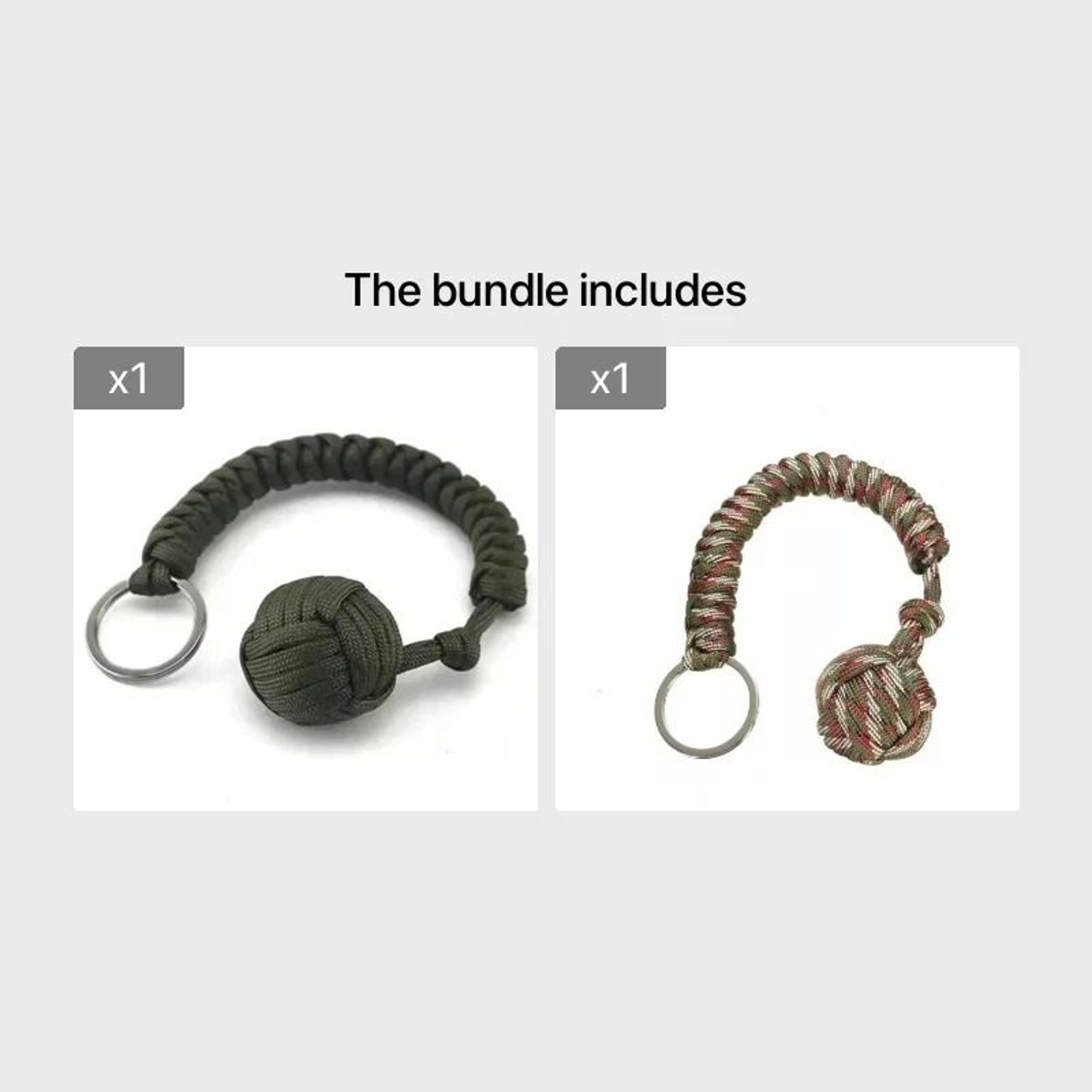 Paracord Survival Keychain Monkey Fist Outdoor Gear Accessory With Steel Core 11