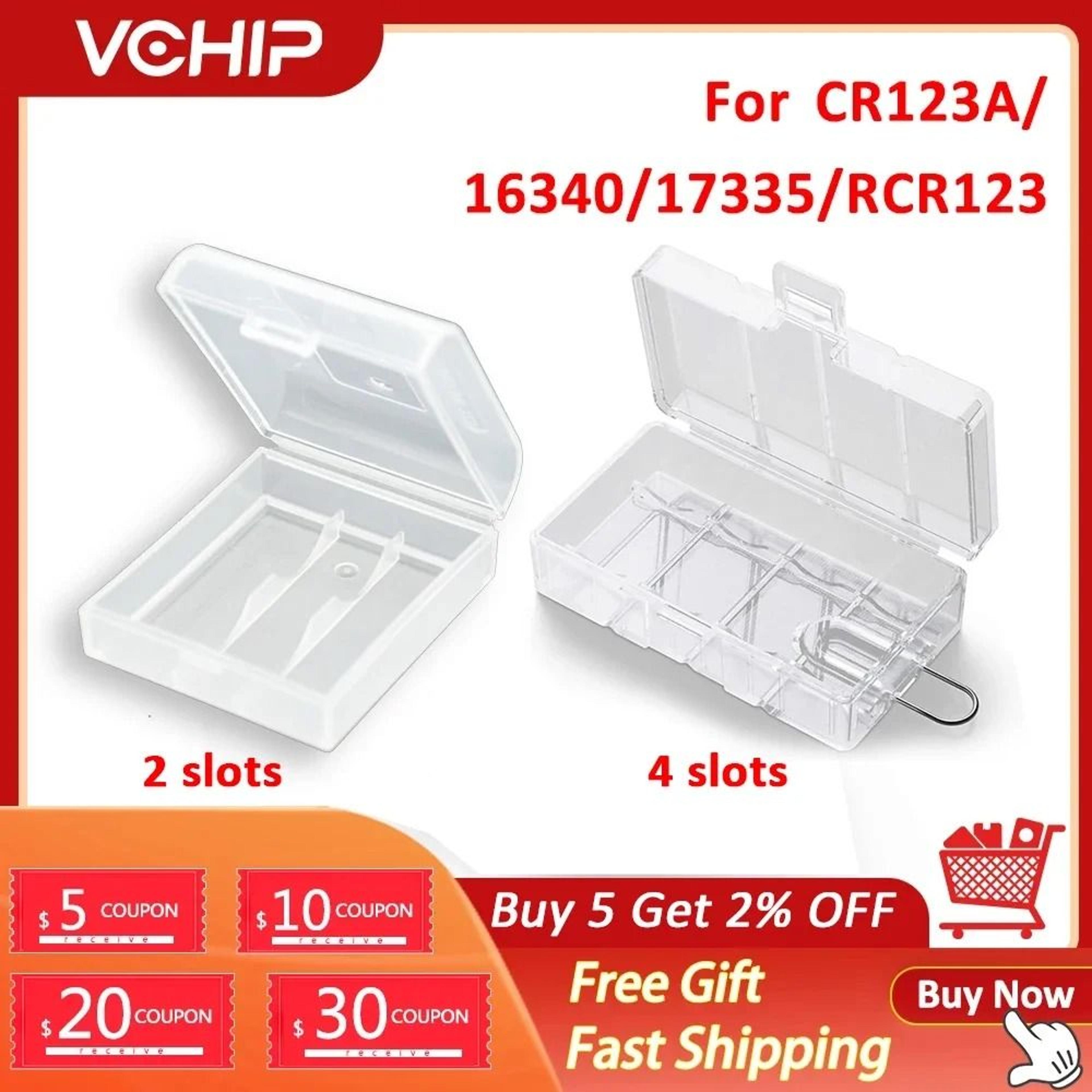 transparent battery storage box cr123 battery holder 16340 battery case