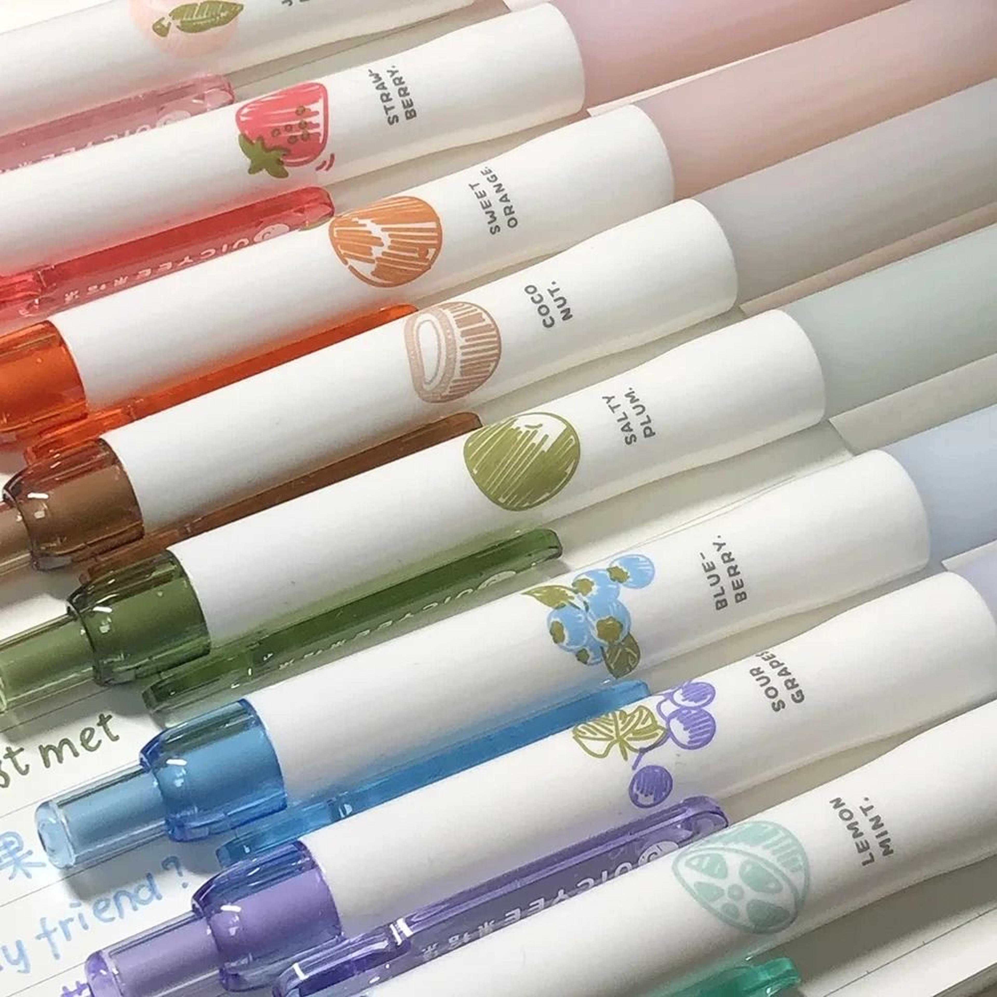 Fruit Scented Colored Gel Pens 05mm Smooth Writing Cute School Art Pens 11