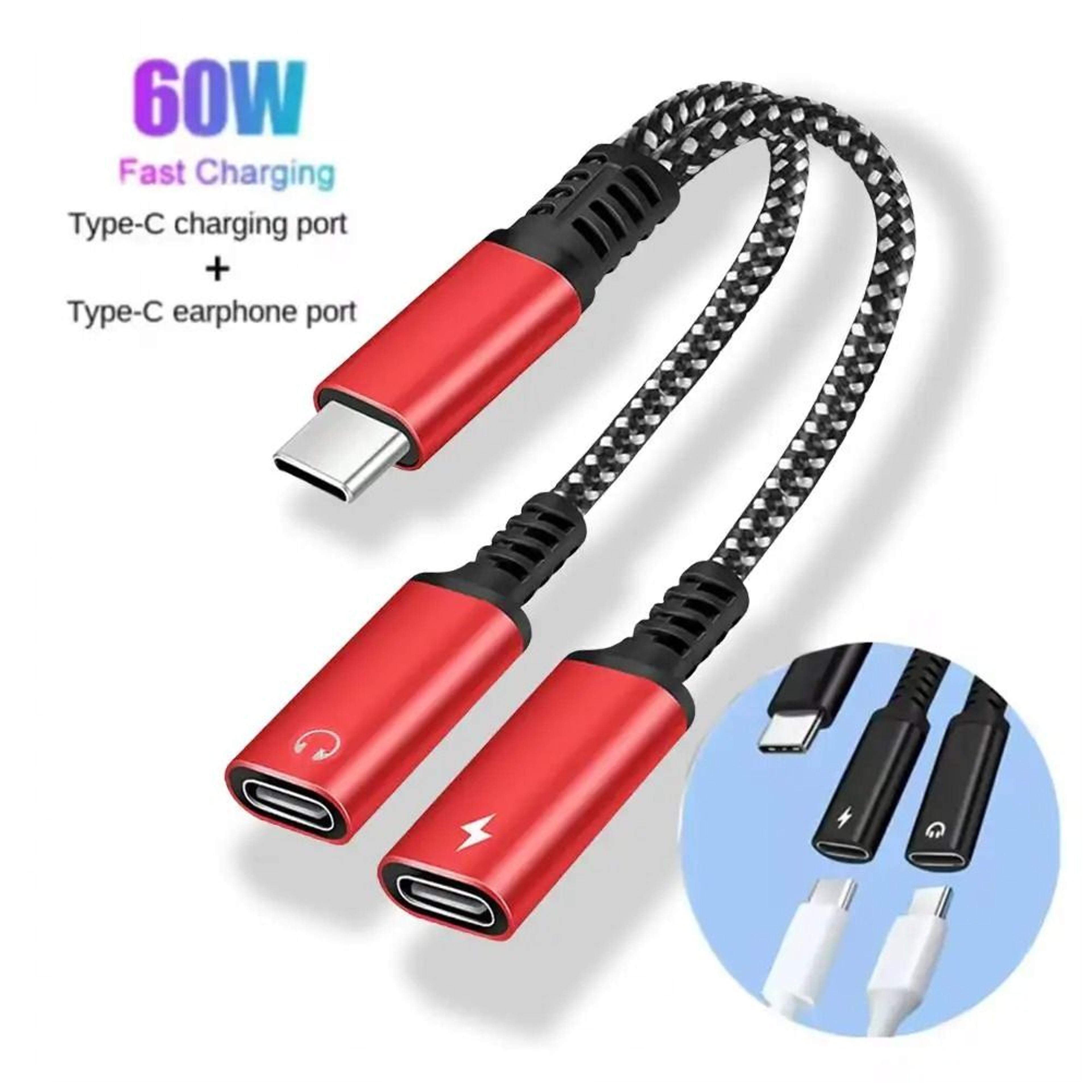 usb c splitter adapter dual type c audio and charging 60w pd