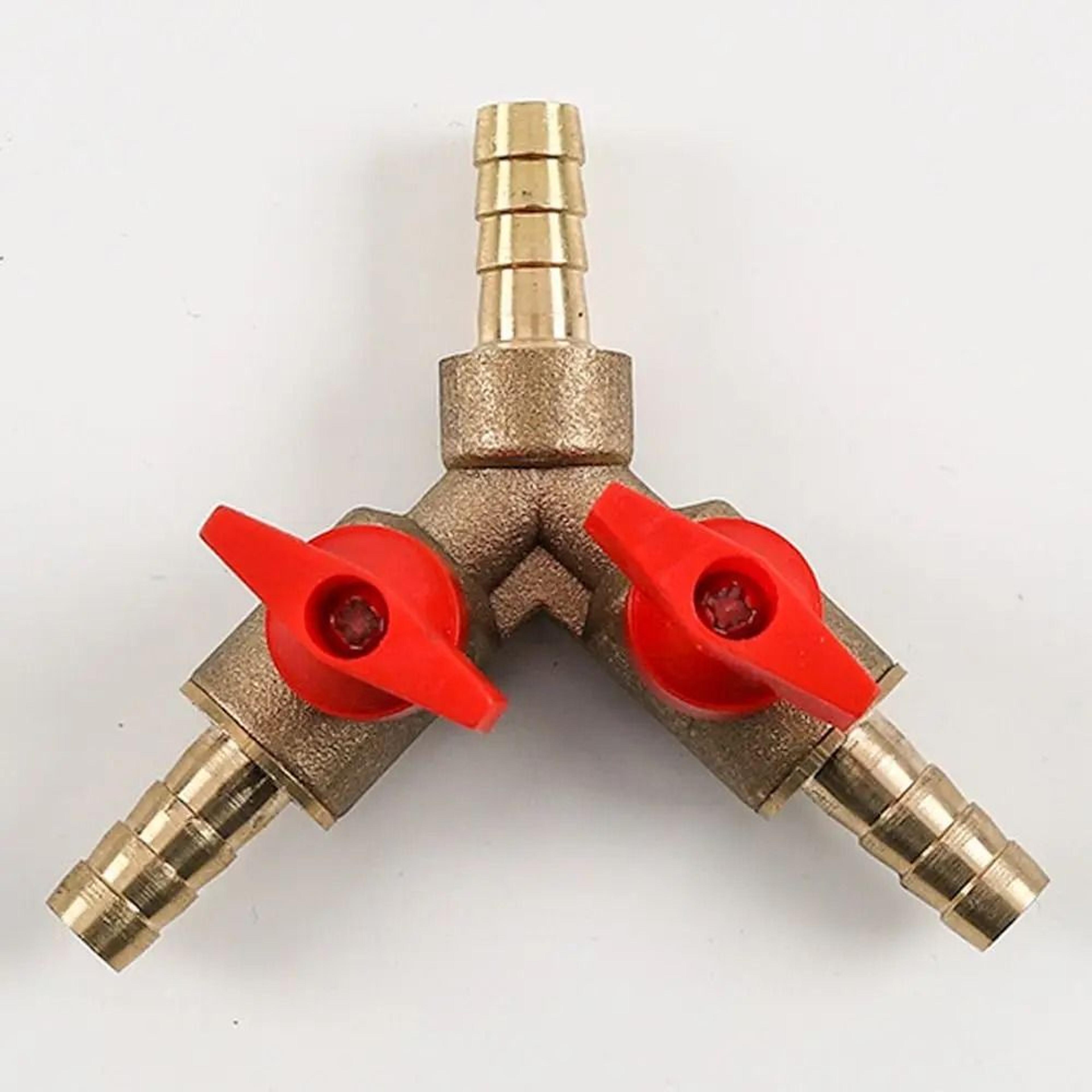 brass y valve connector 3 way hose barb shut off ball valve adapter