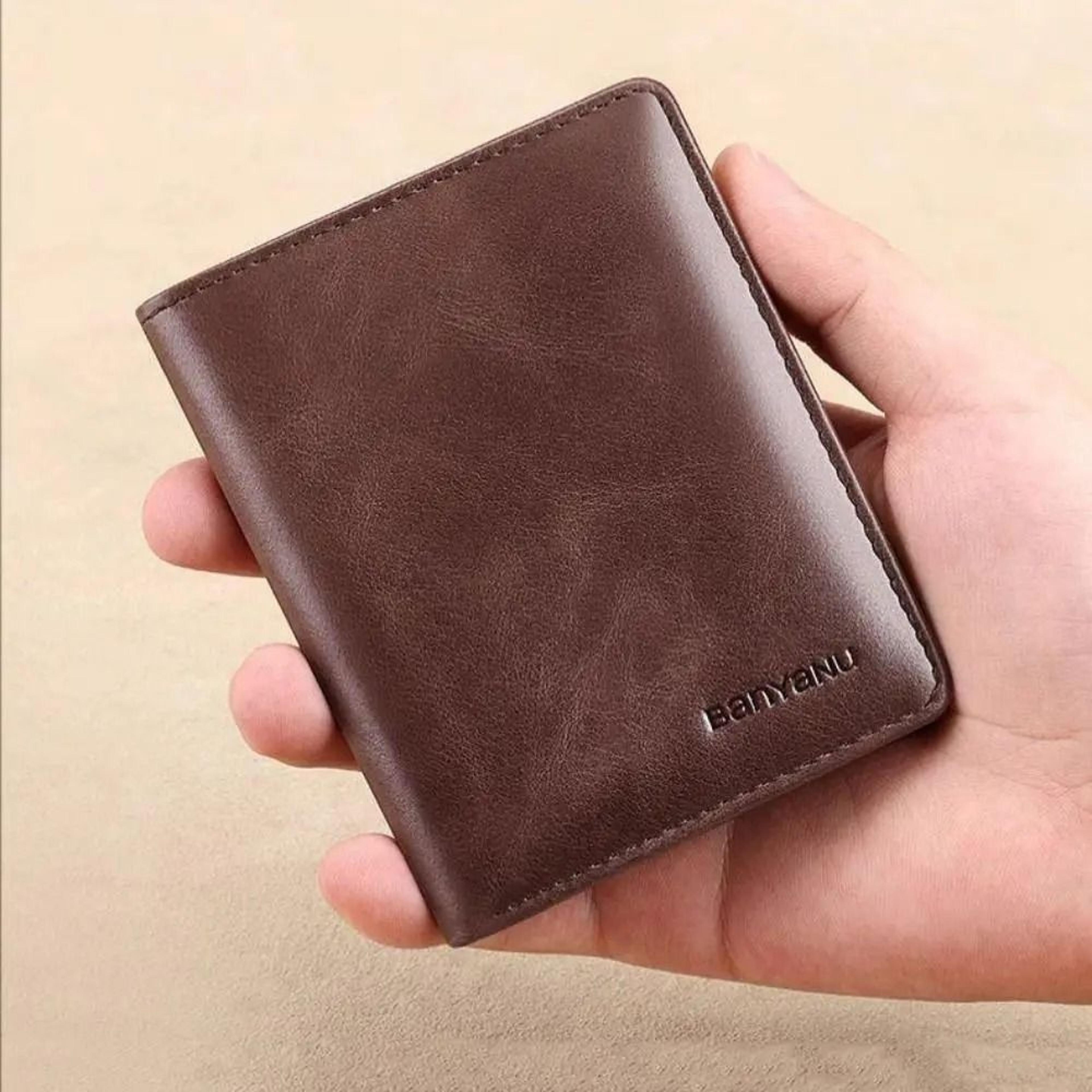 Mens Slim Leather Mini Wallet RFID Card Holder With Money Clip 6