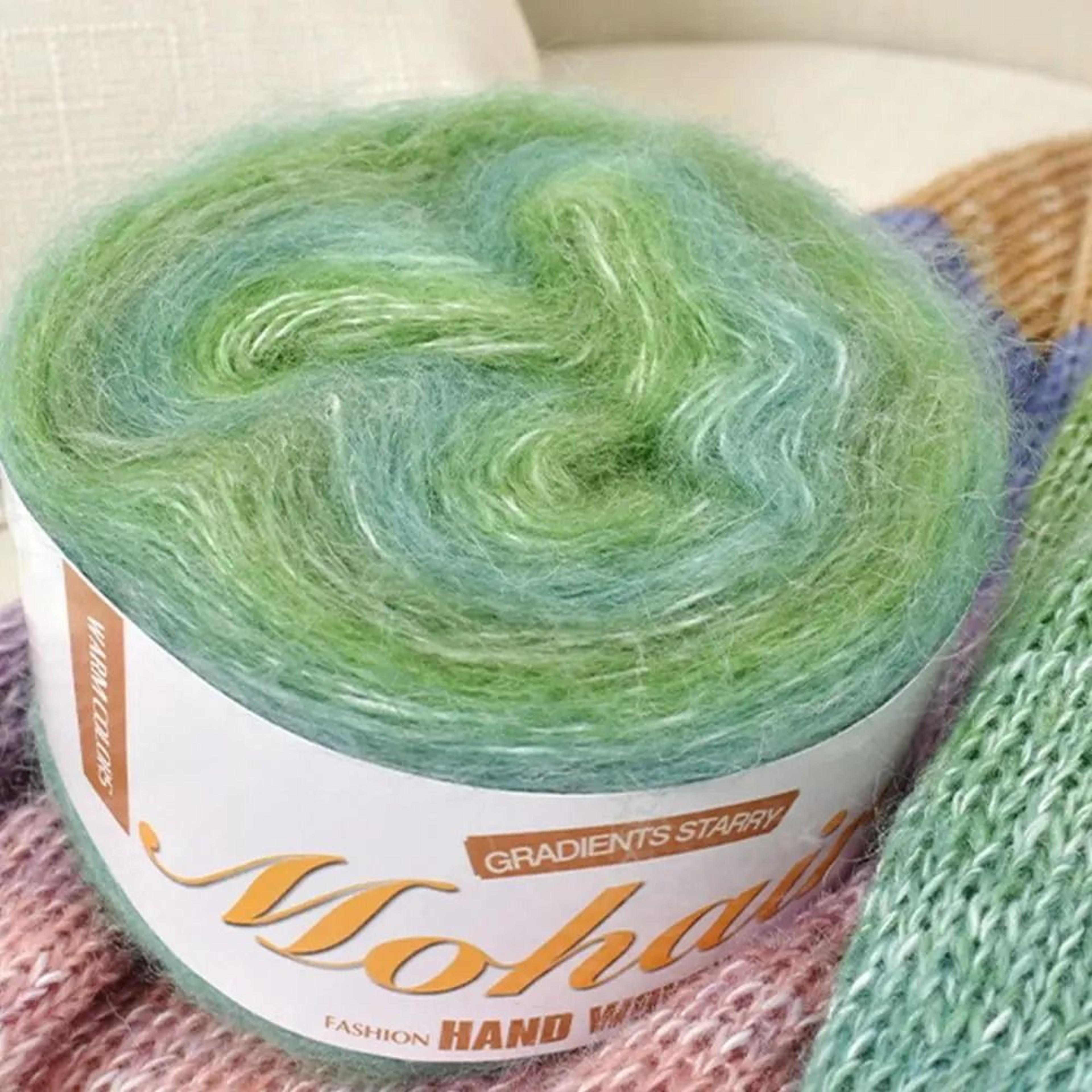 Rainbow Gradient Cake Yarn Cotton Blend Soft Crochet Lace Yarn 14