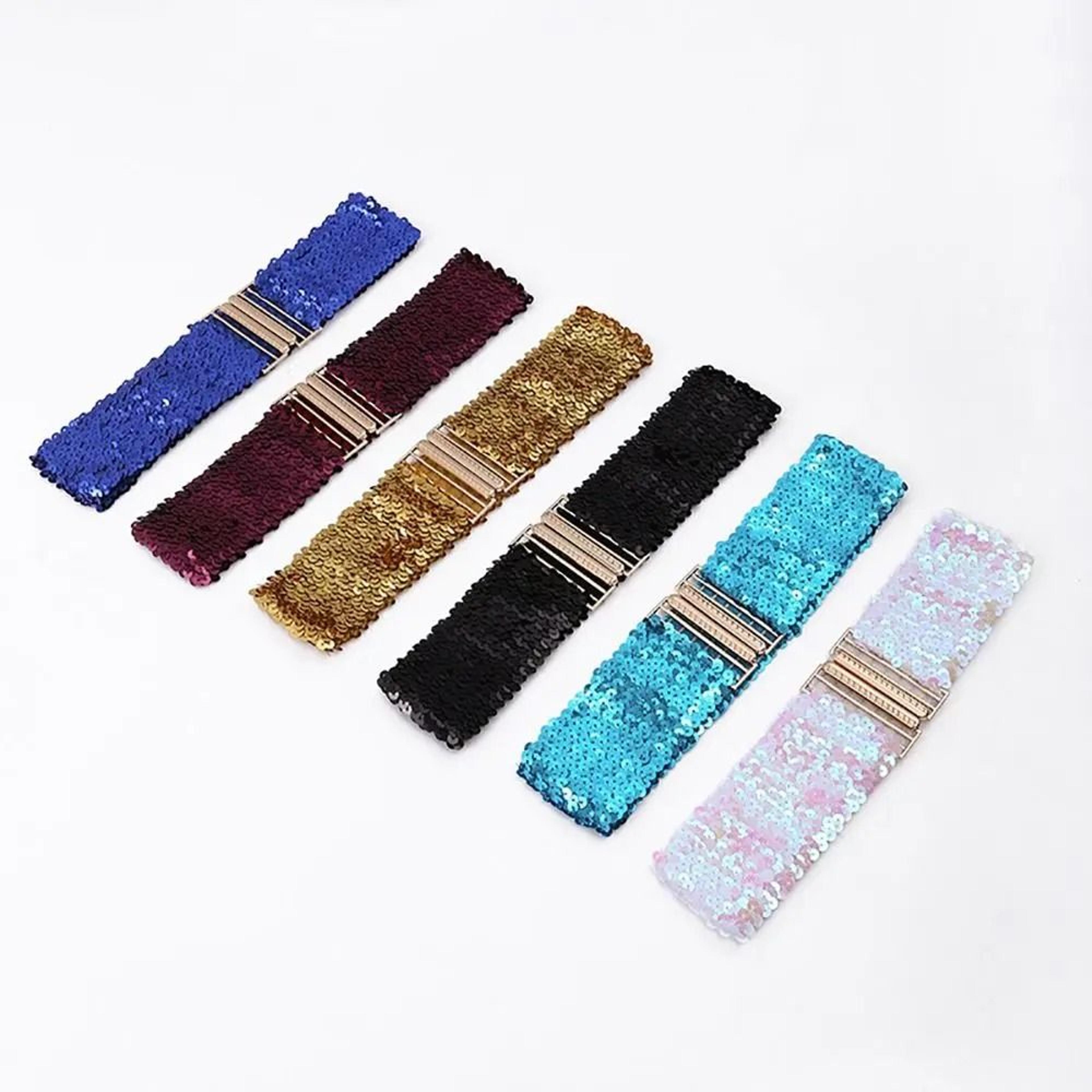 sequin stretch belt wide elastic corset waistband for women