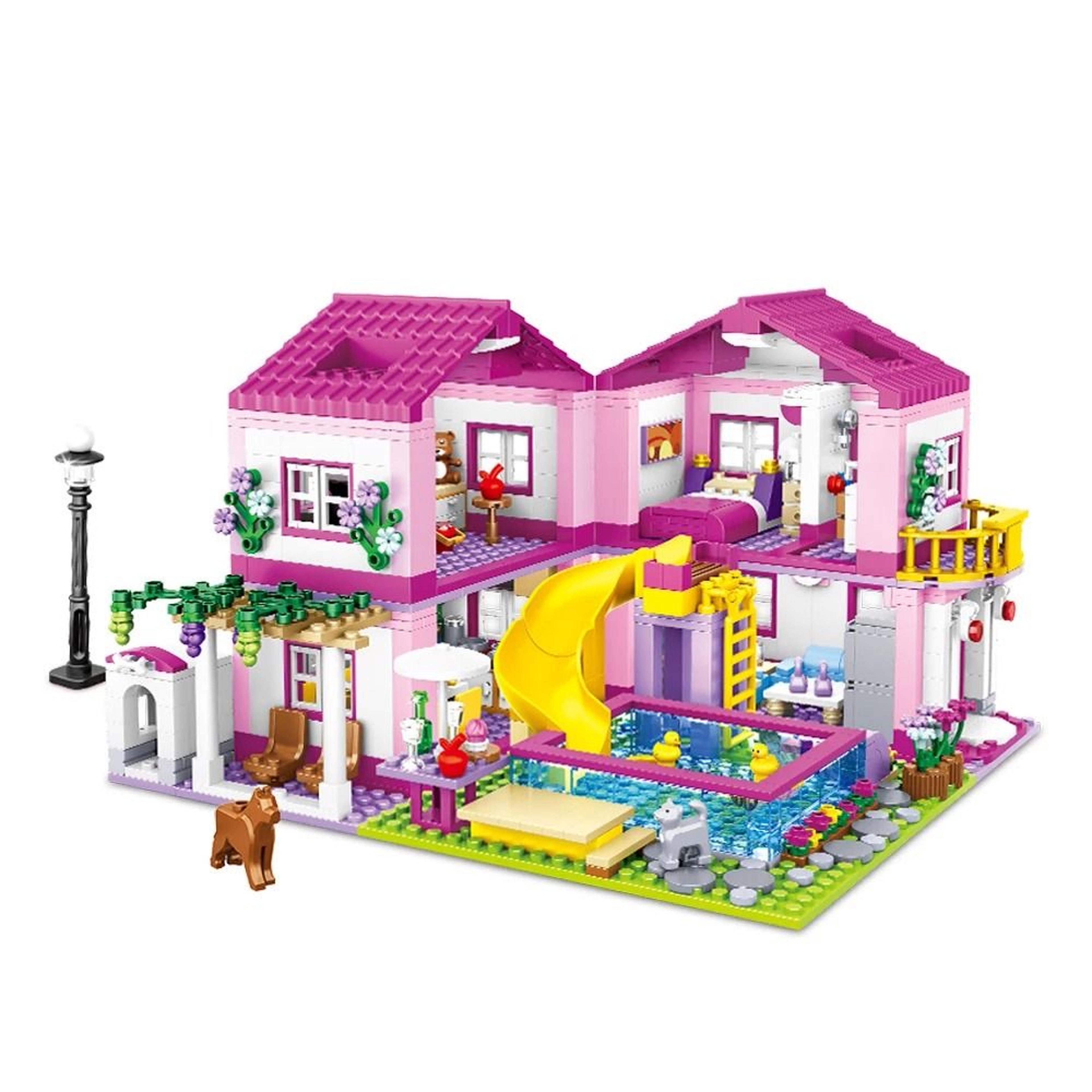 city street view villa castle building blocks diy house brick set