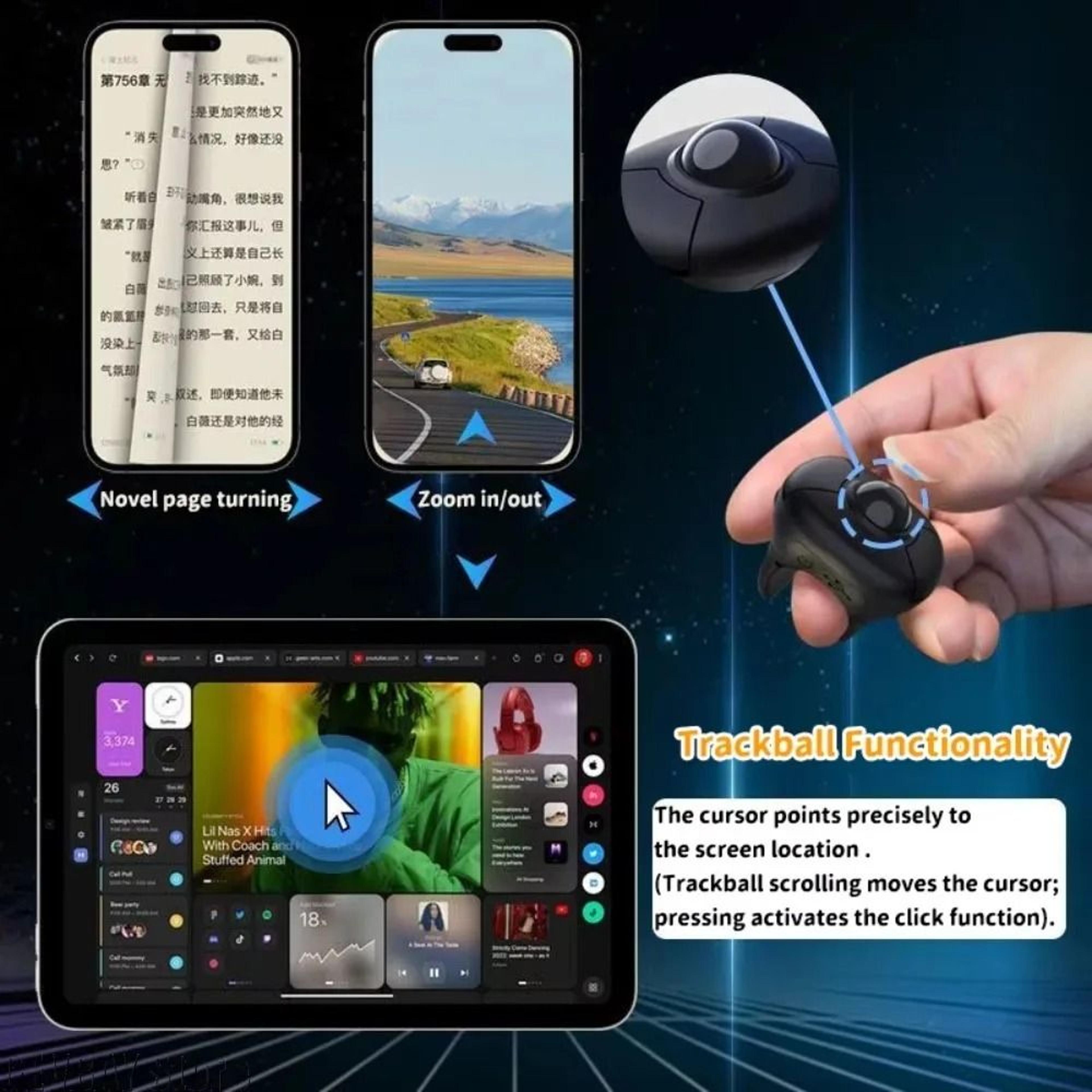 Trackball Ring Mouse Bluetooth Wireless Presentation Remote Finger Control Mouse 5