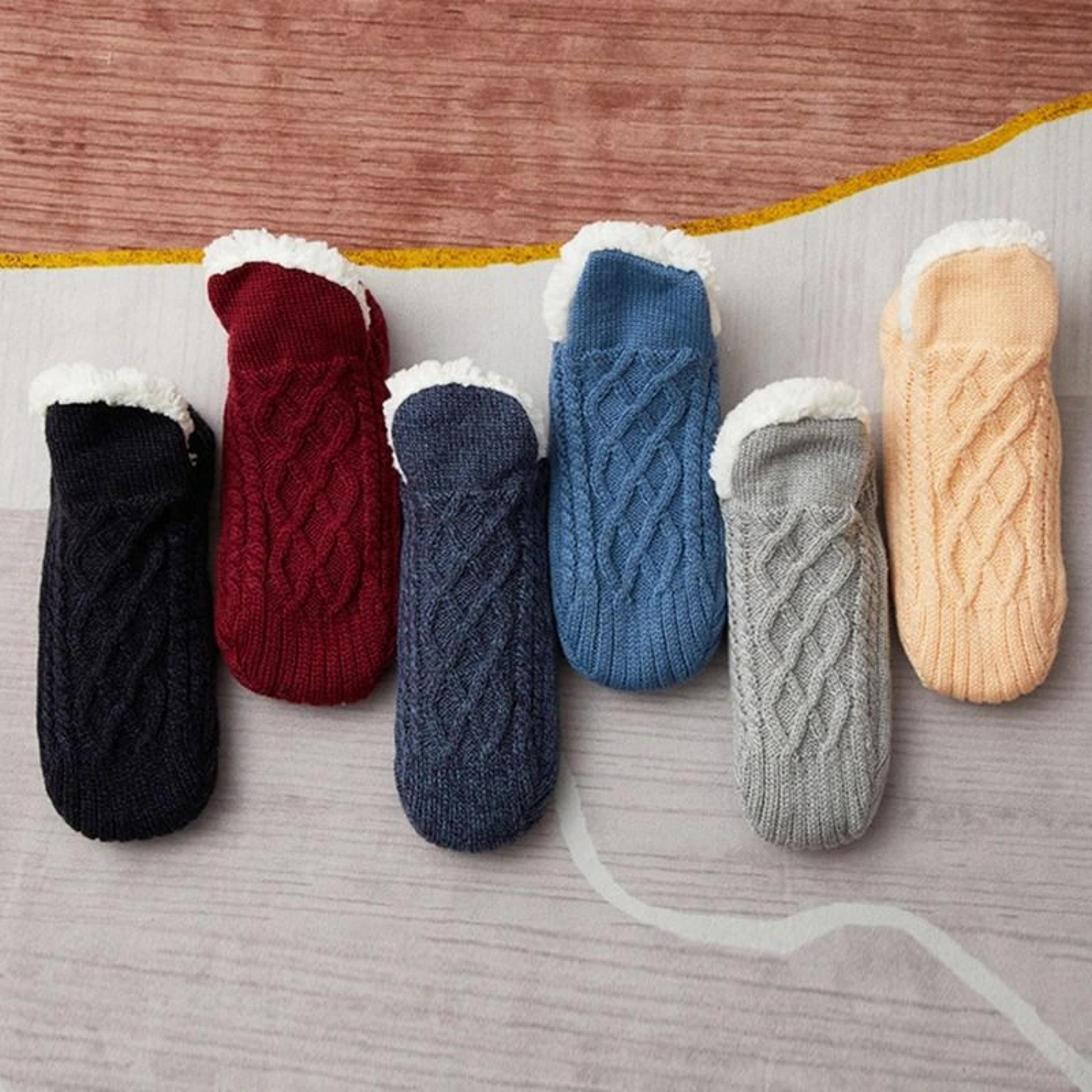 Mens Thermal Slipper Socks Non Slip Grip Warm Fuzzy Indoor House Socks 9