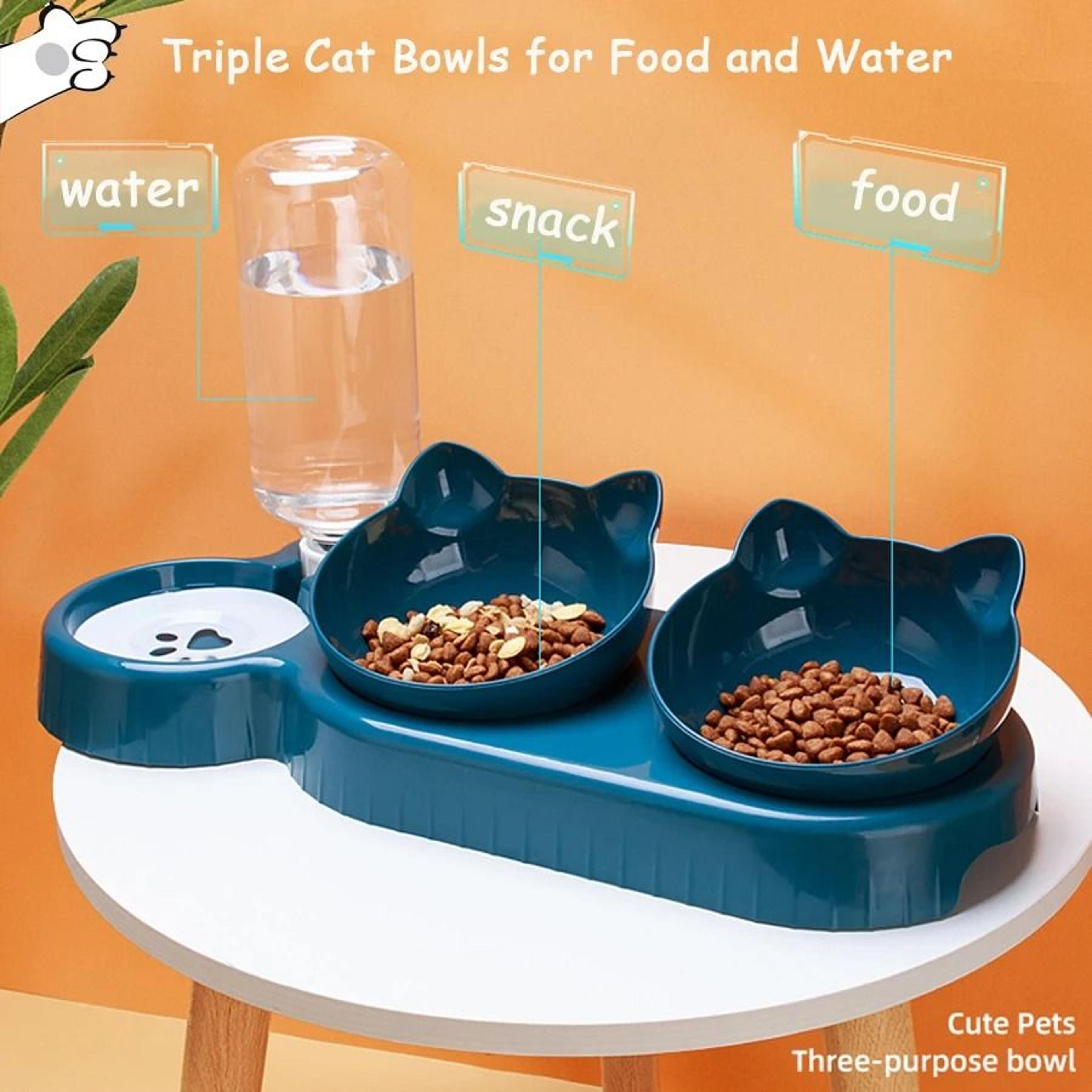 2 In 1 Cat Feeding Bowl Set With Automatic Water Dispenser And Tilted Design 7