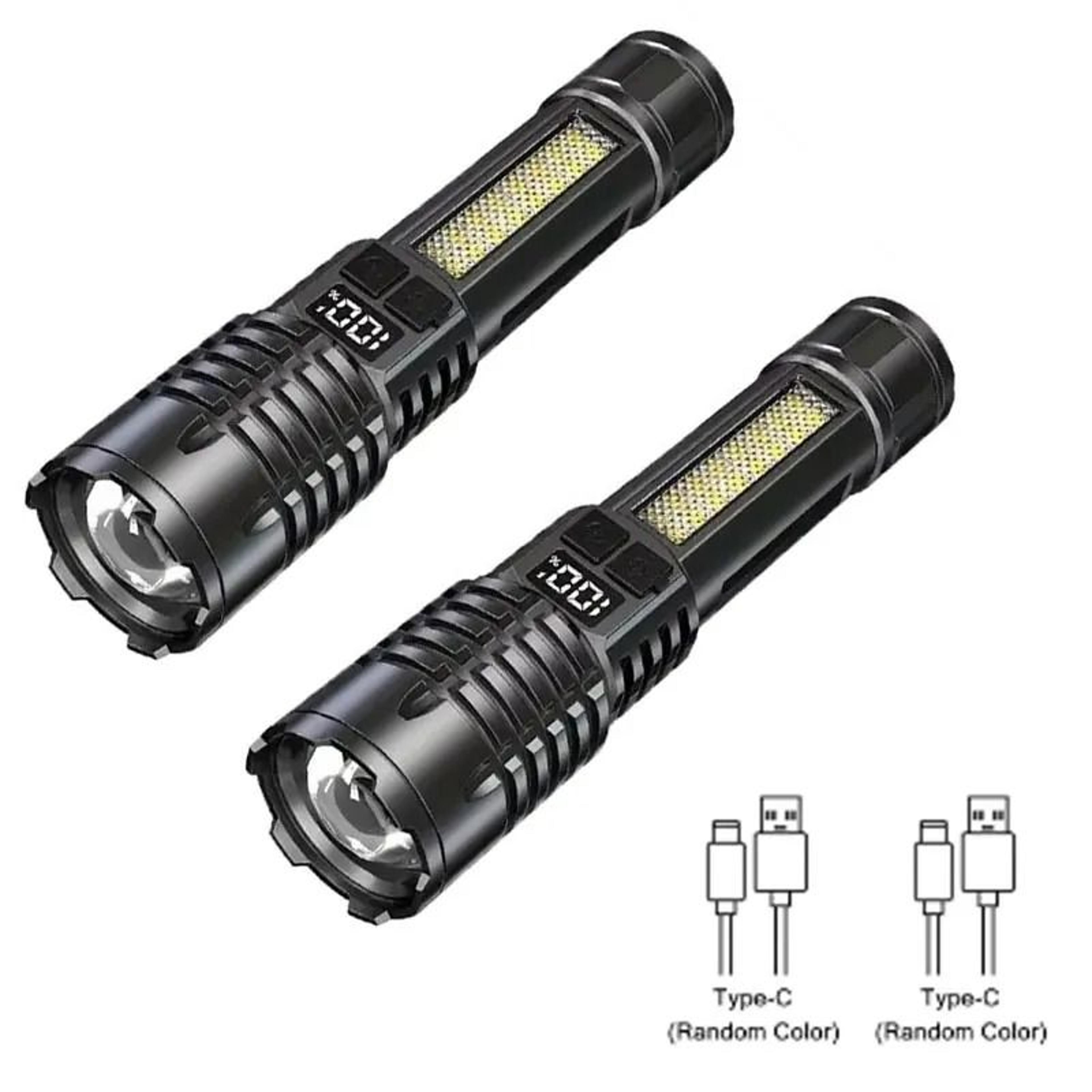 High Power LED Flashlight Rechargeable USB C Camping Torch With Side Light 9