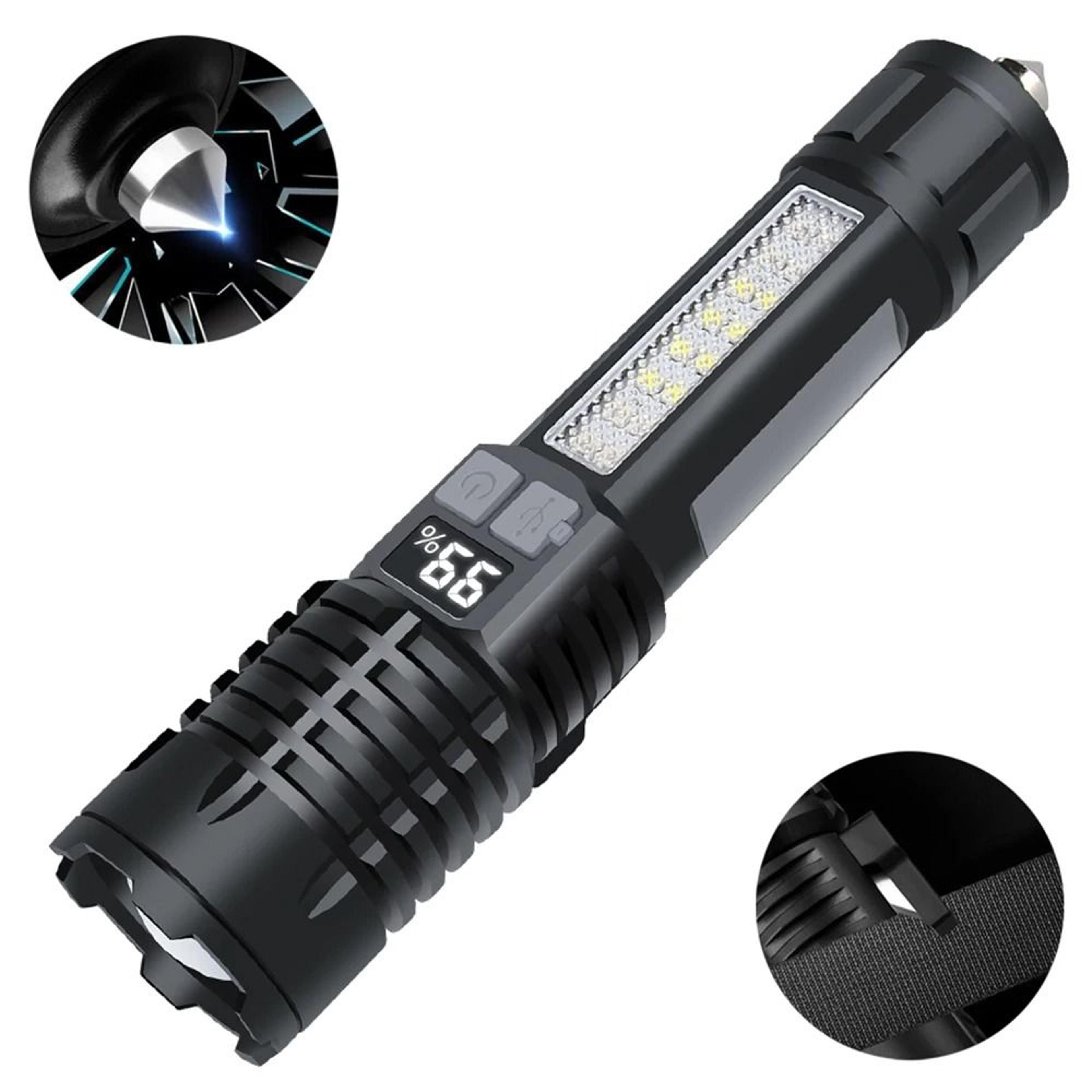 High Power LED Flashlight Rechargeable USB C Camping Torch With Side Light 7