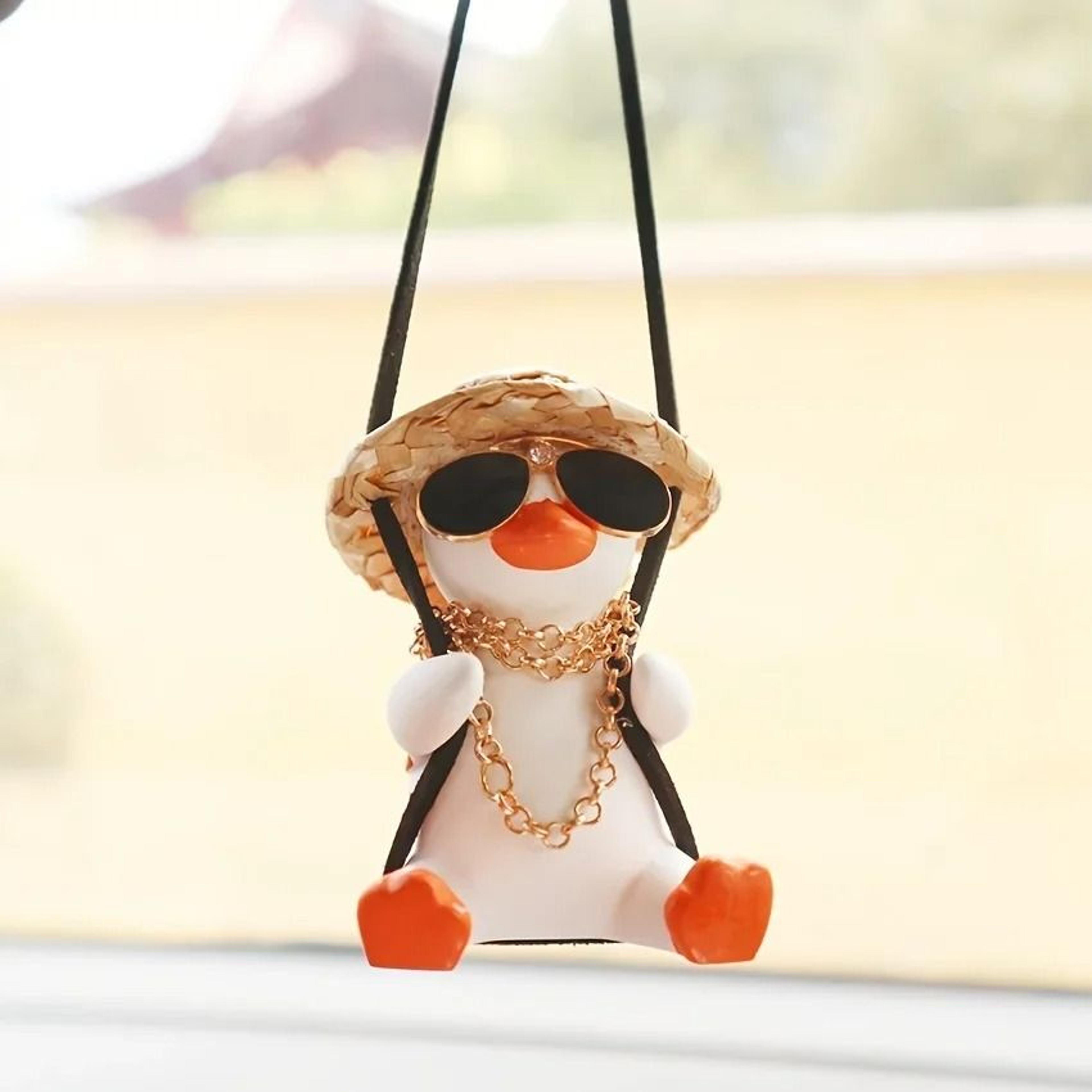 cute anime duck car pendant rearview mirror hanging ornament