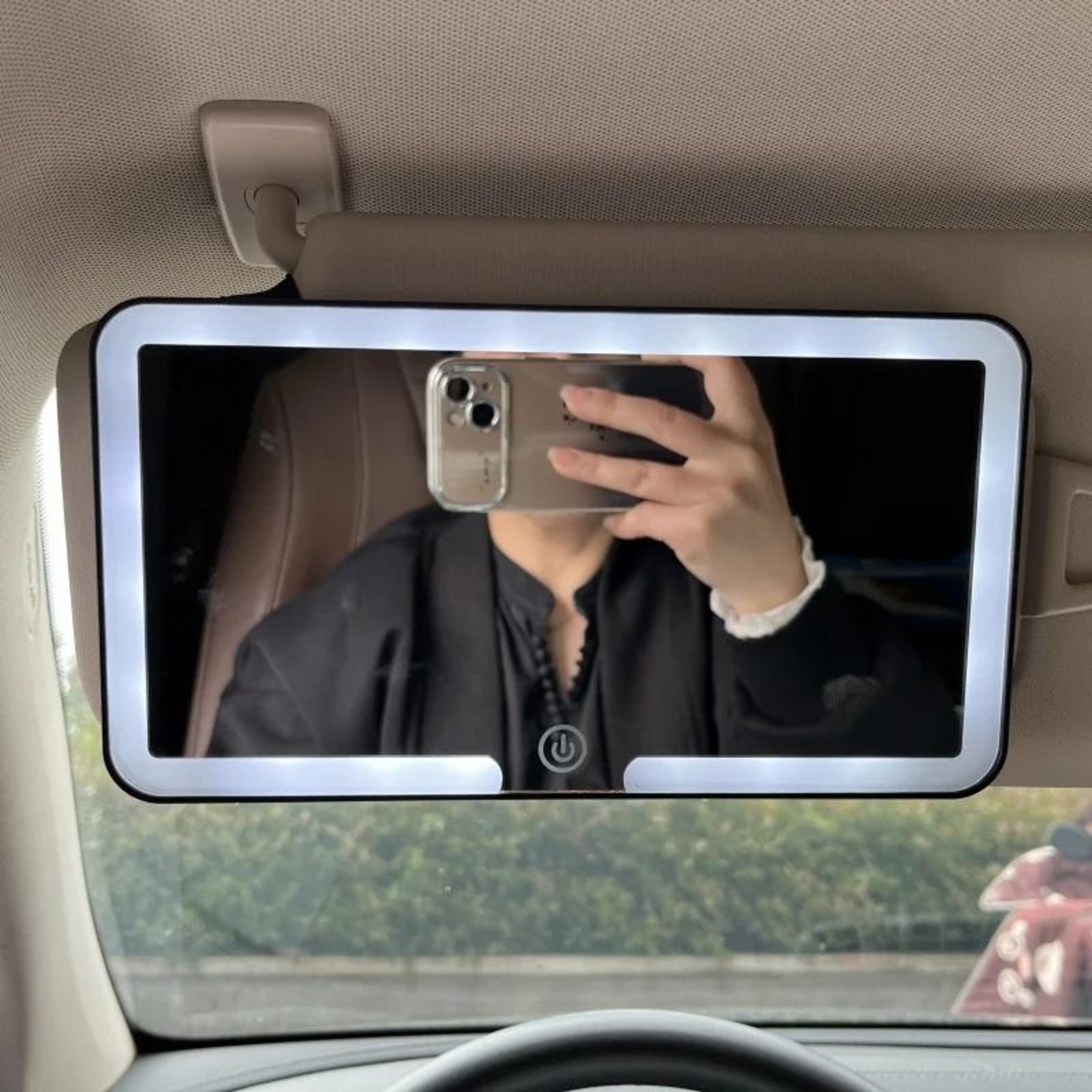 Rechargeable LED Car Vanity Mirror HD Sun Visor Makeup Mirror 2