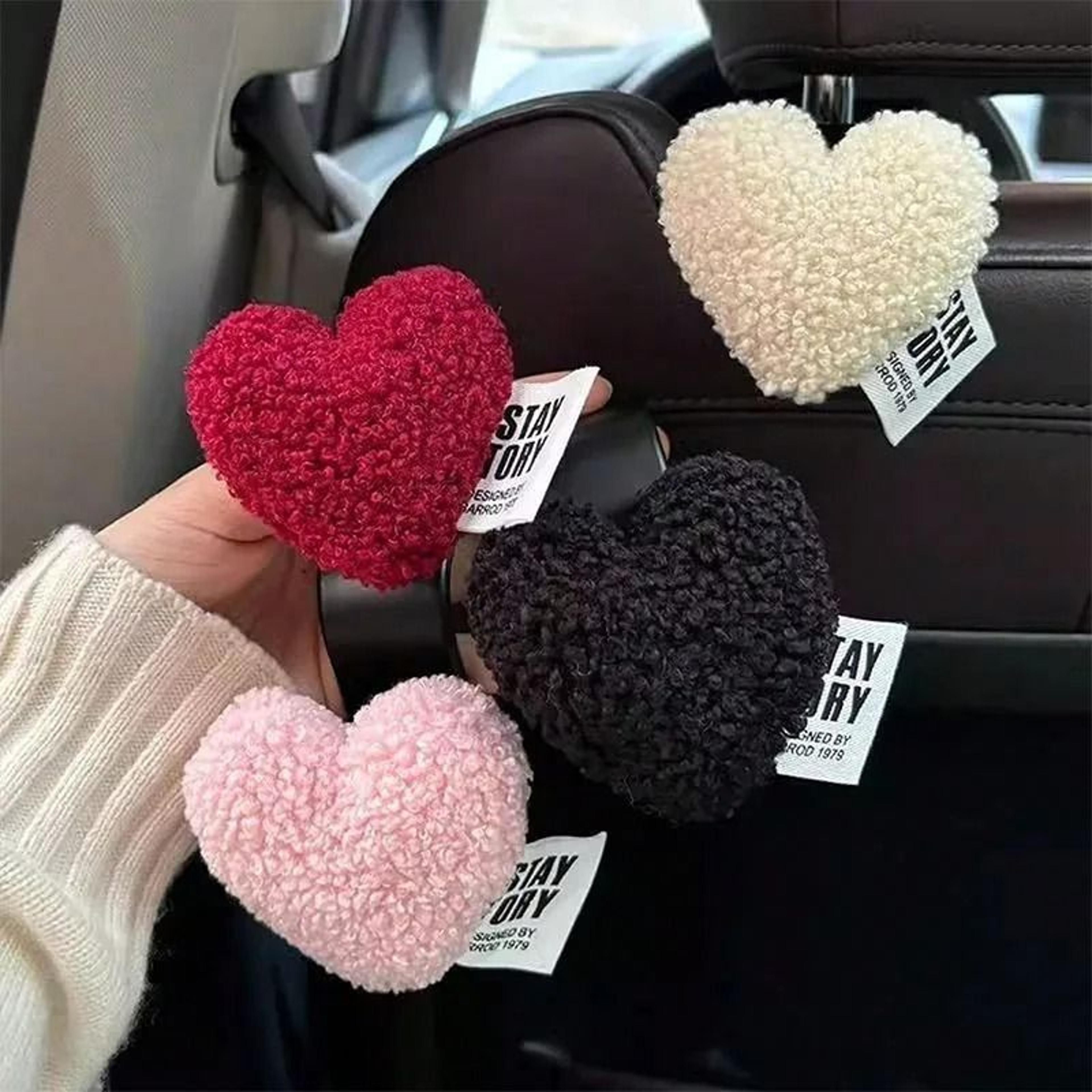 plush heart shaped car seat hooks cute backseat organizer set