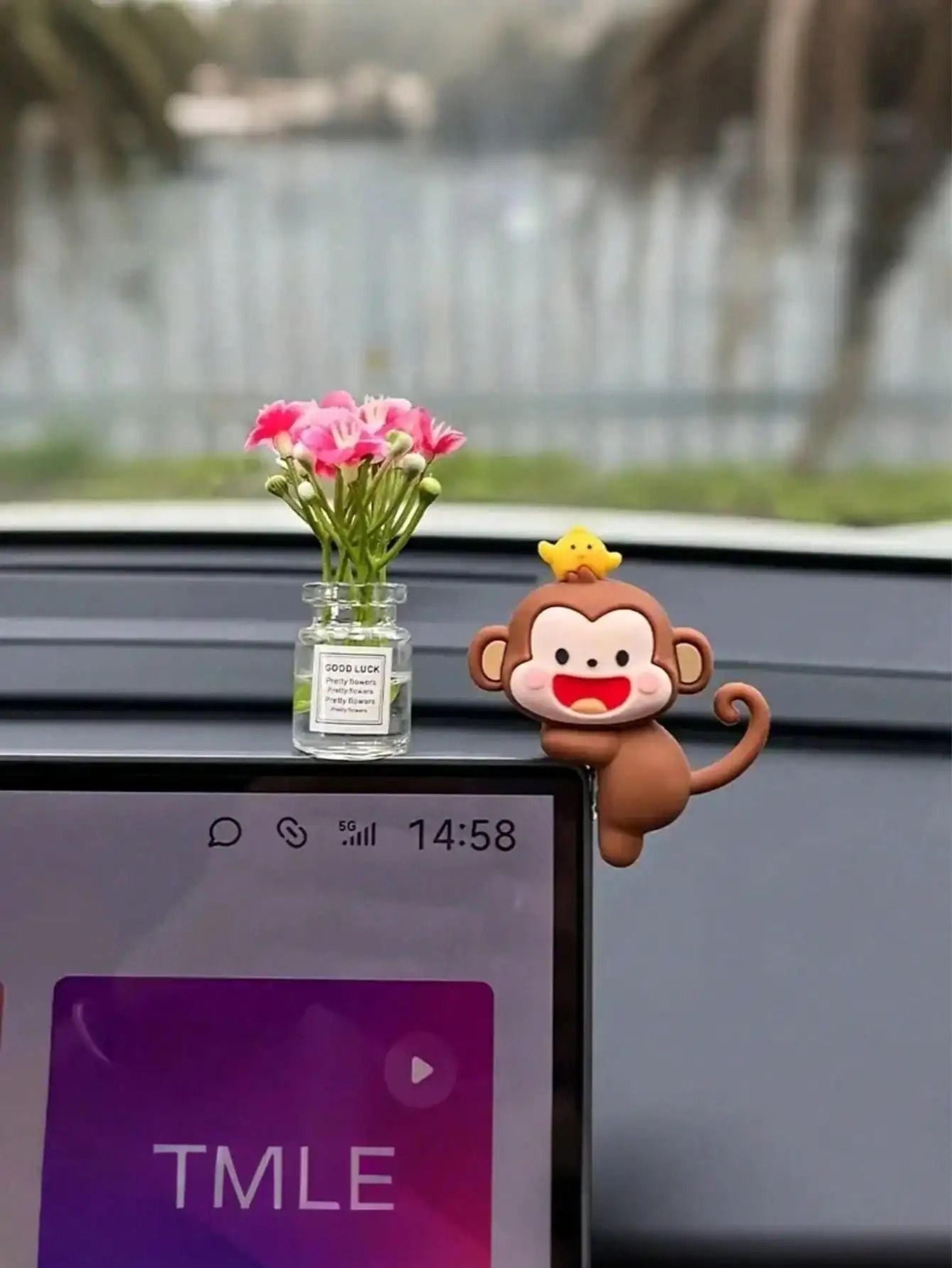 Cute Mini Monkey Car Ornament Rearview Mirror Dashboard Decor 2