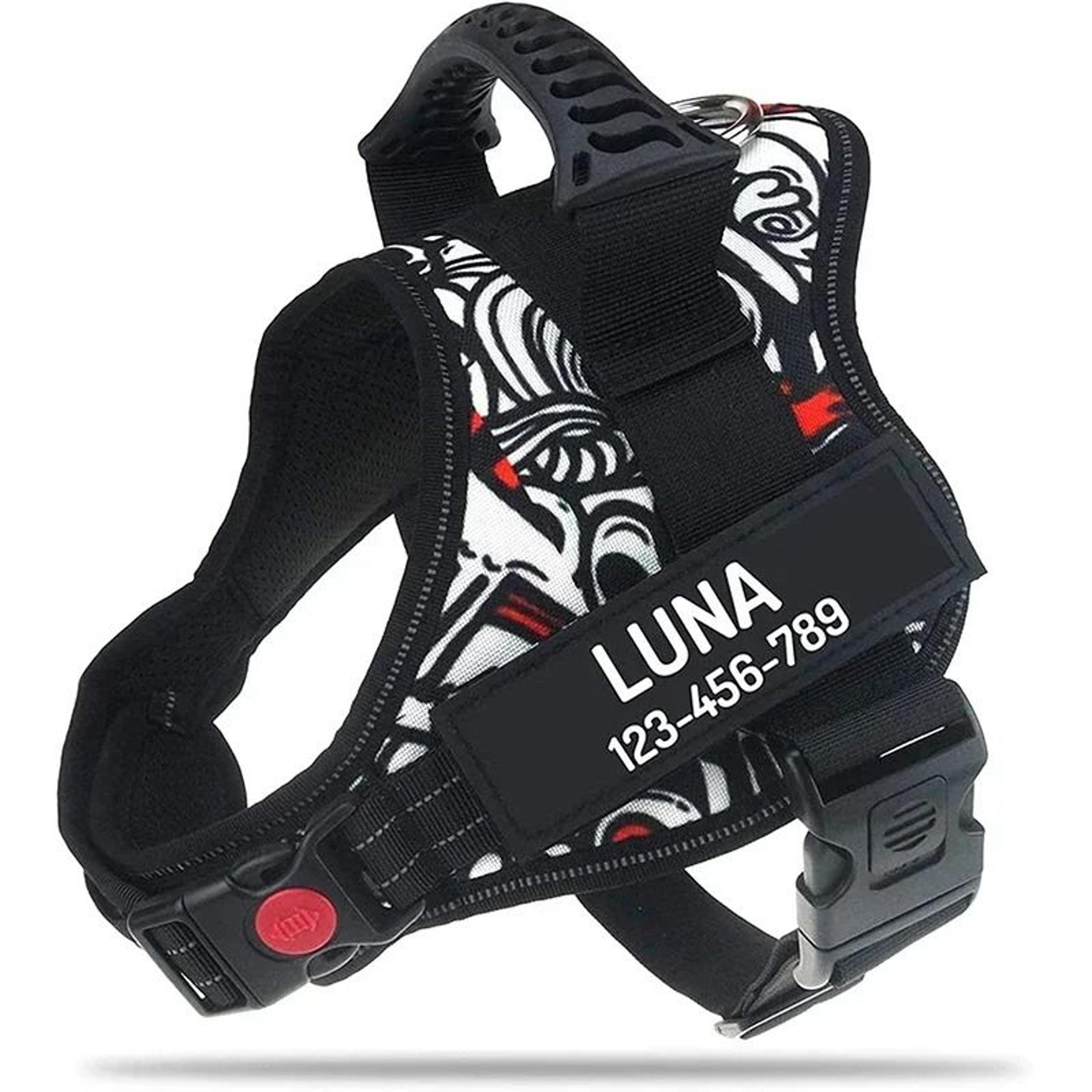 ComfortFit Adjustable Nylon Dog Harness With Custom Name ID 17