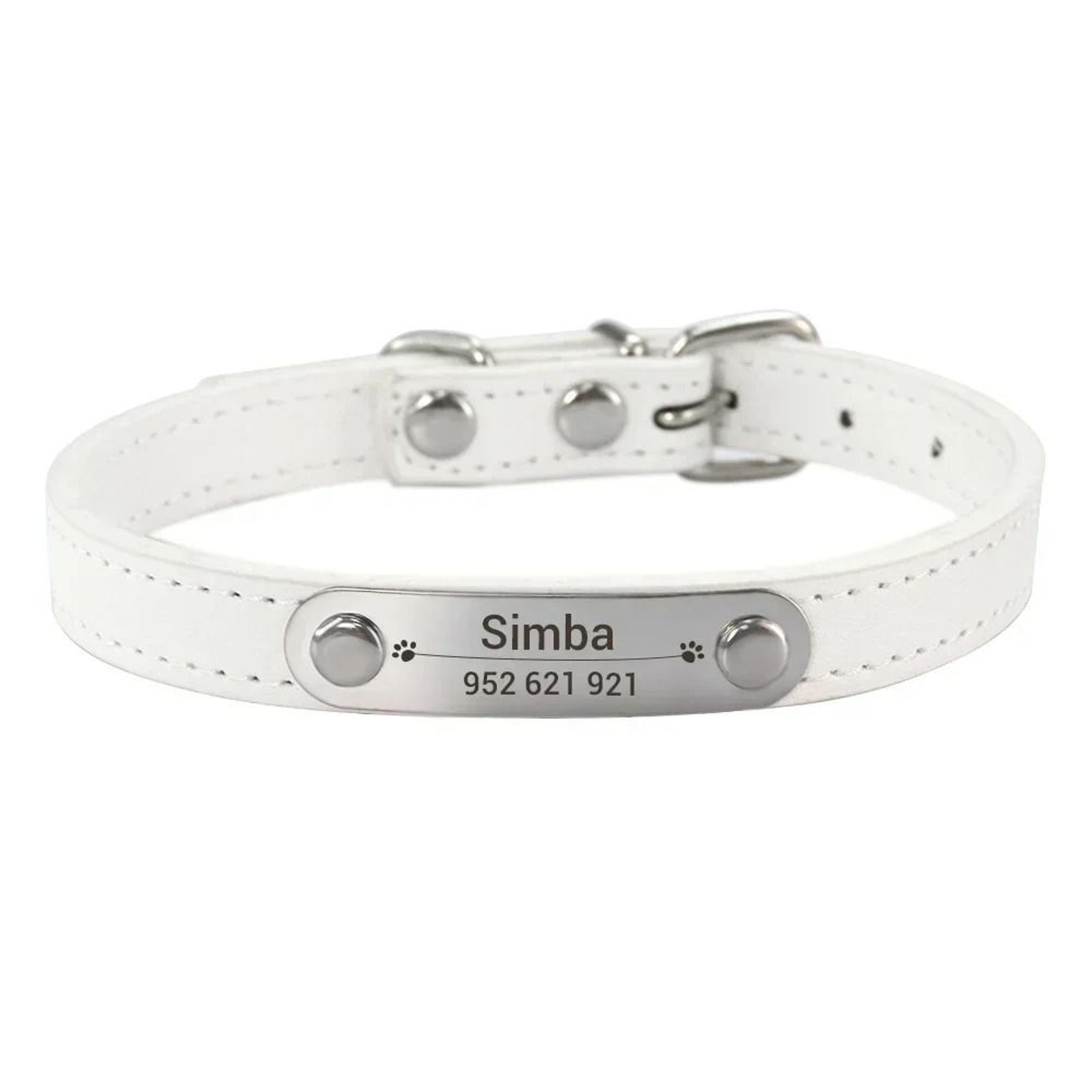 SafeTag Personalized PU Leather Dog Collar With Engraved Name ID 11