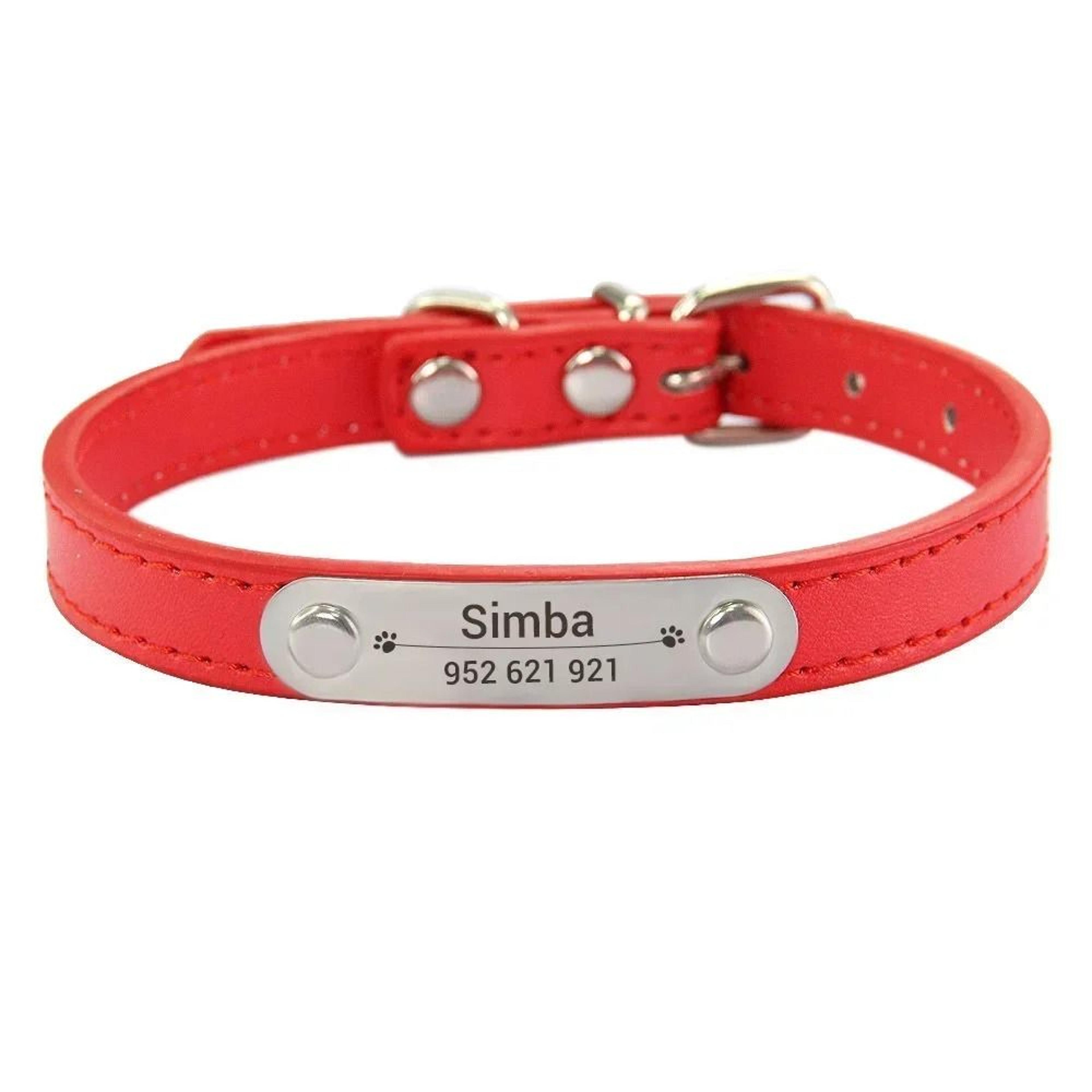 SafeTag Personalized PU Leather Dog Collar With Engraved Name ID 4