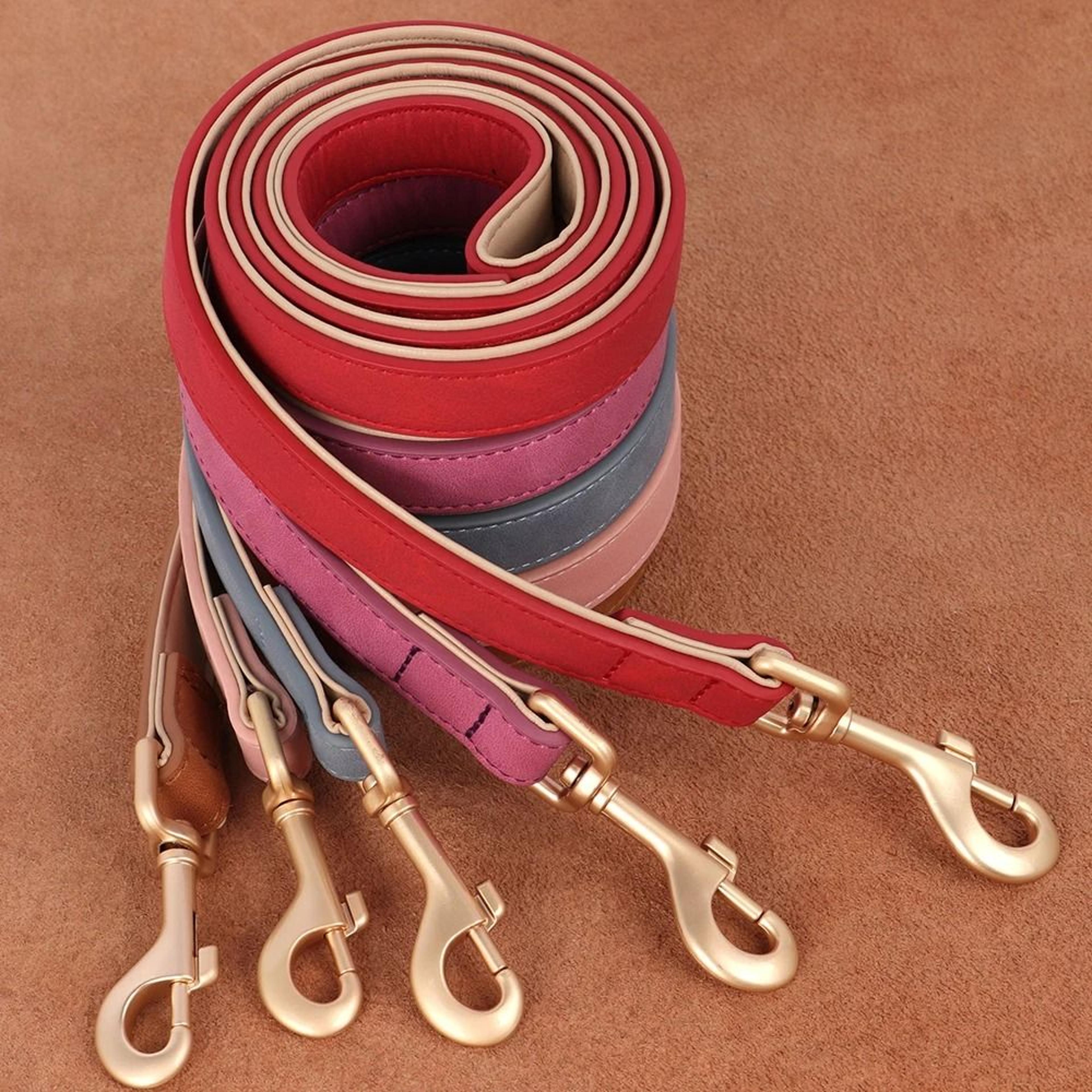 Soft Padded Dog Collar Leash Set Adjustable PU Leather Lead For Small And Medium Dogs 20