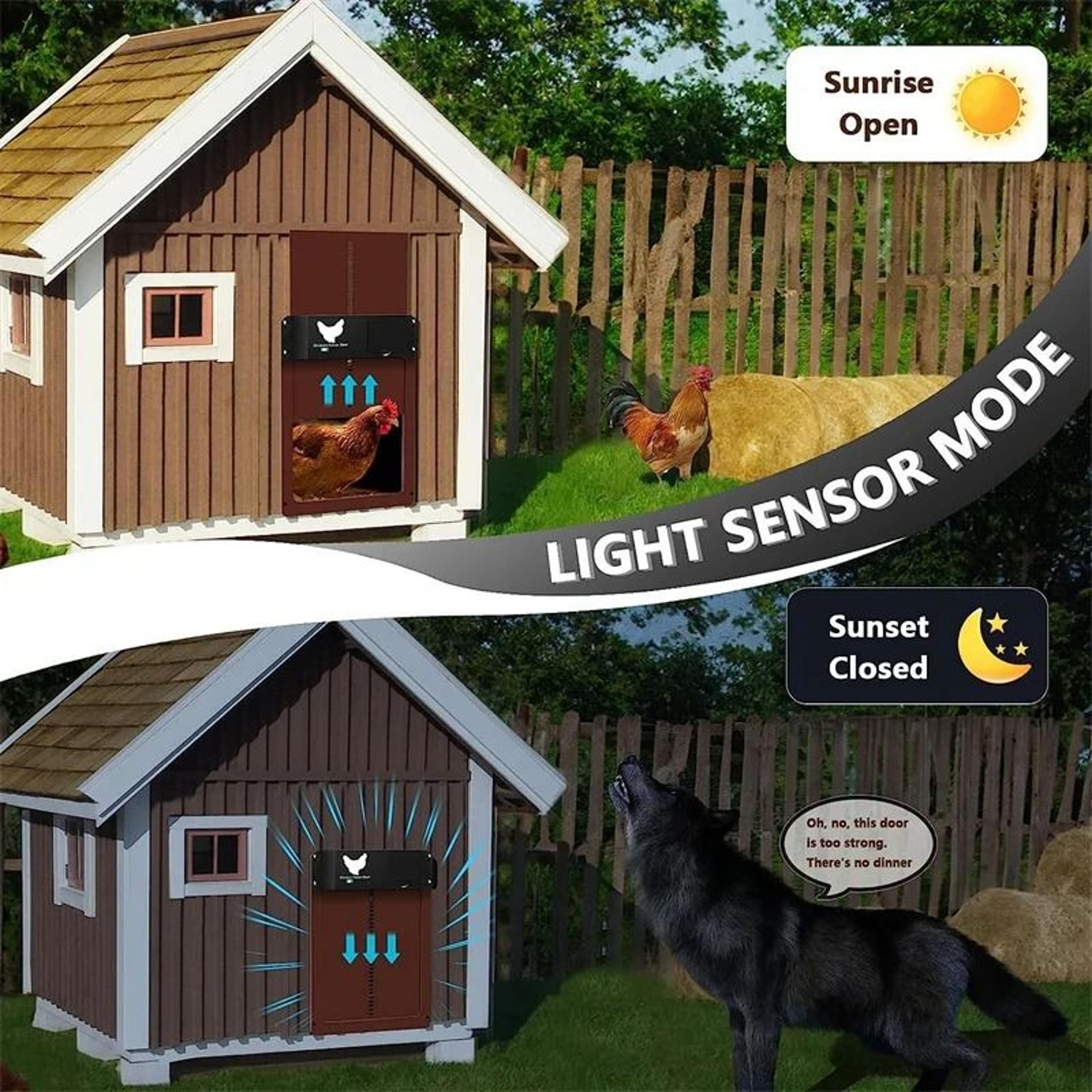 Automatic Chicken Coop Door Battery Powered Light Sensor Opener For Poultry Houses 5