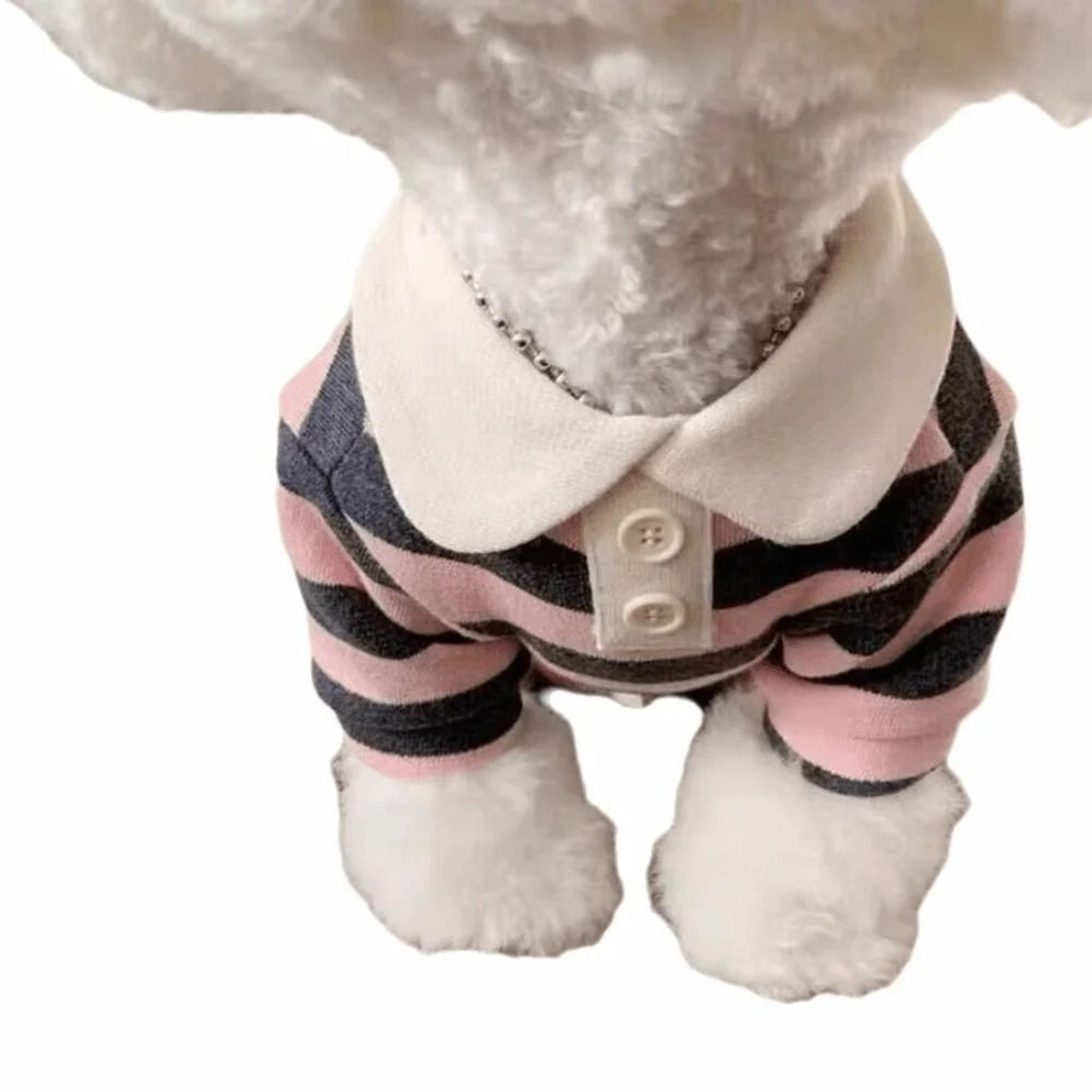 Fashion Dog Striped Shirt Breathable Cooling Pet T Shirt With Collar Style Design 1