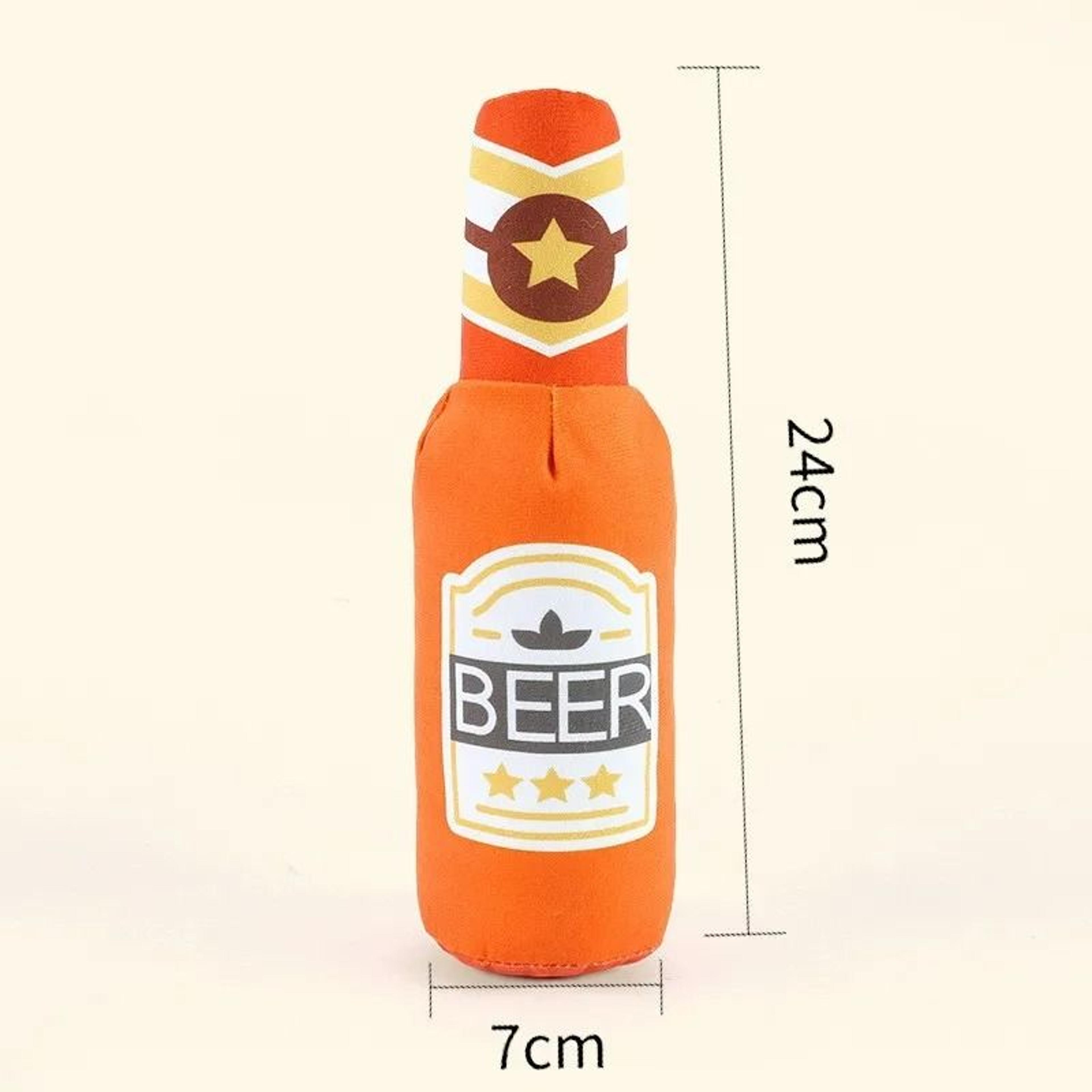 Squeaky Plush Dog Toy Beer Bottle Shape Bite Resistant Interactive Chew Toy 8
