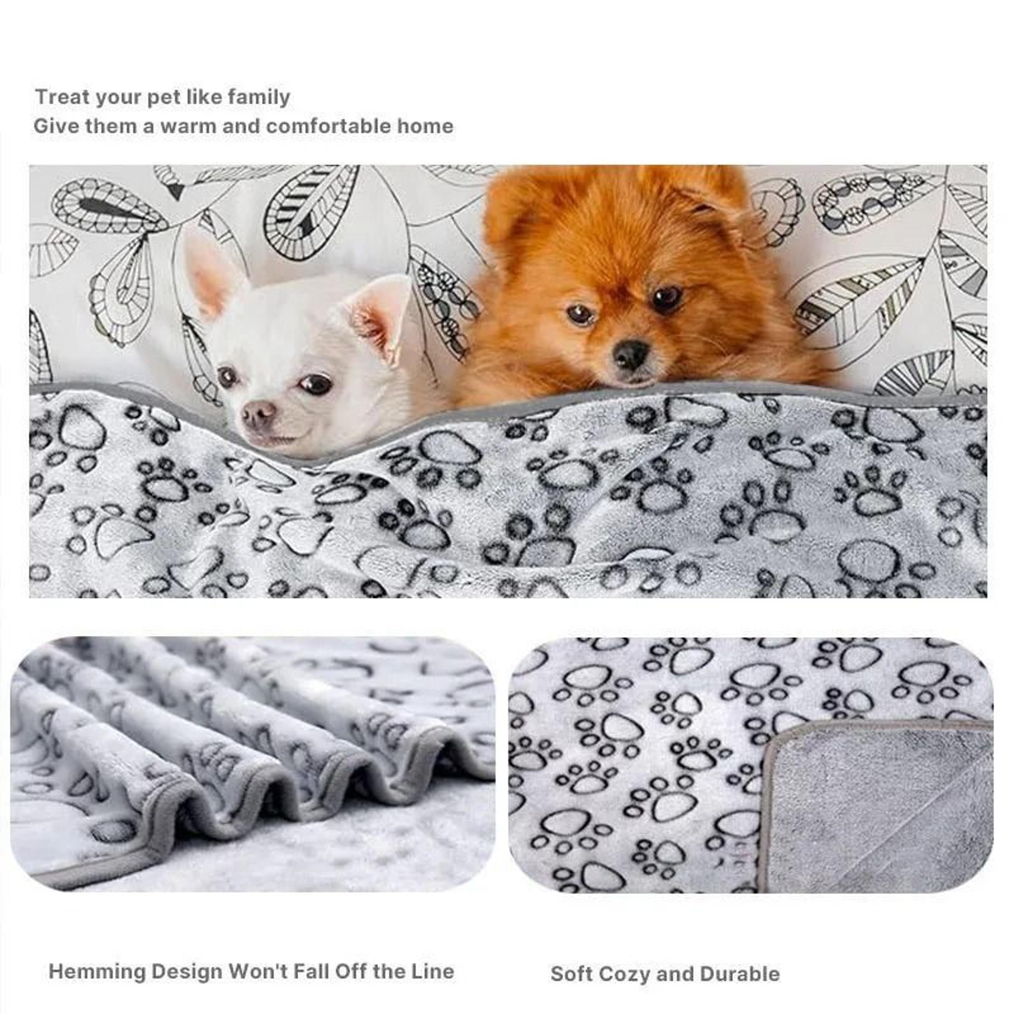 Soft Fluffy Paw Print Dog Blanket Set Warm Pet Mat For Dogs And Cats 8