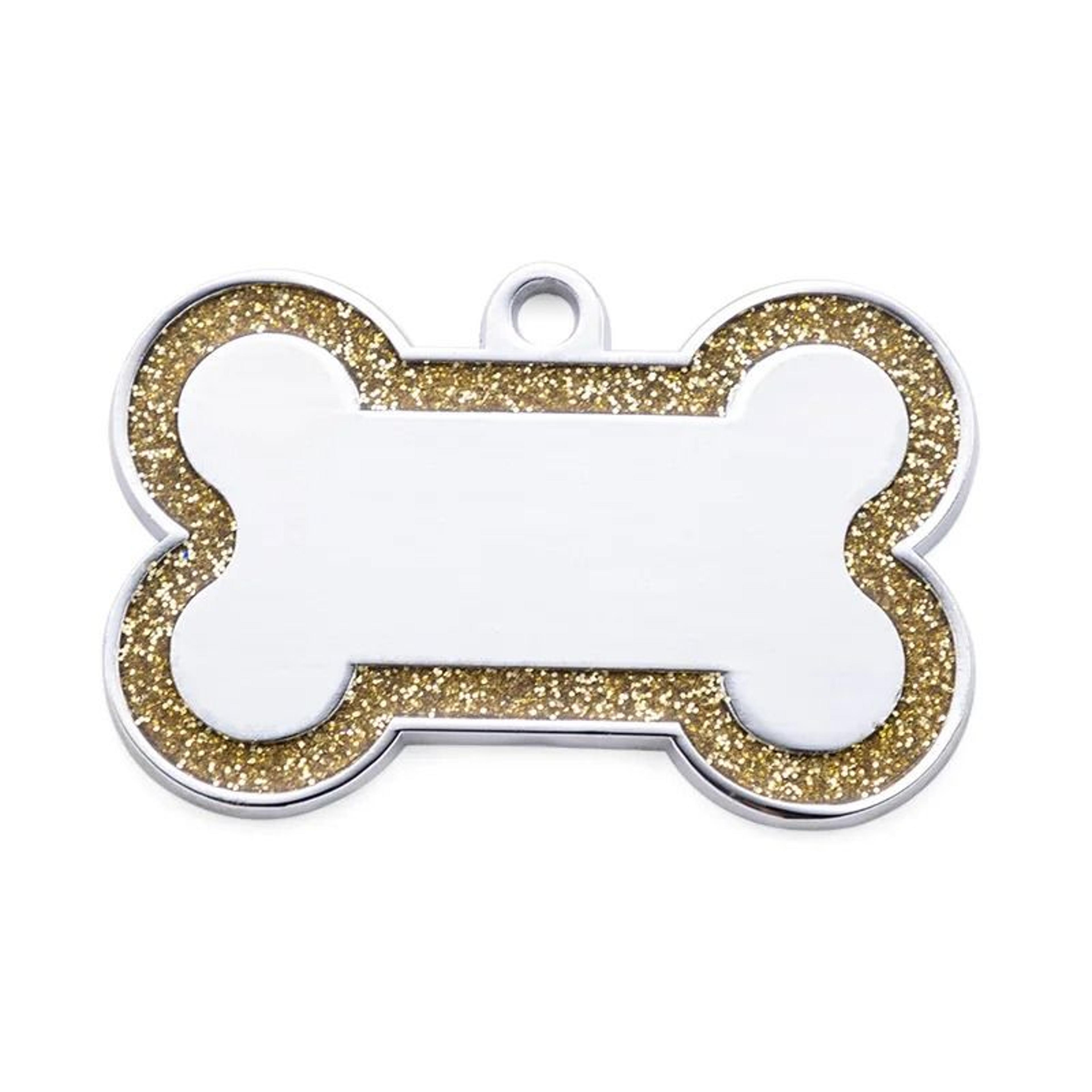 Custom Glitter Pet ID Tag Double Sided Bone Name Pendant For Dogs And Cats 7