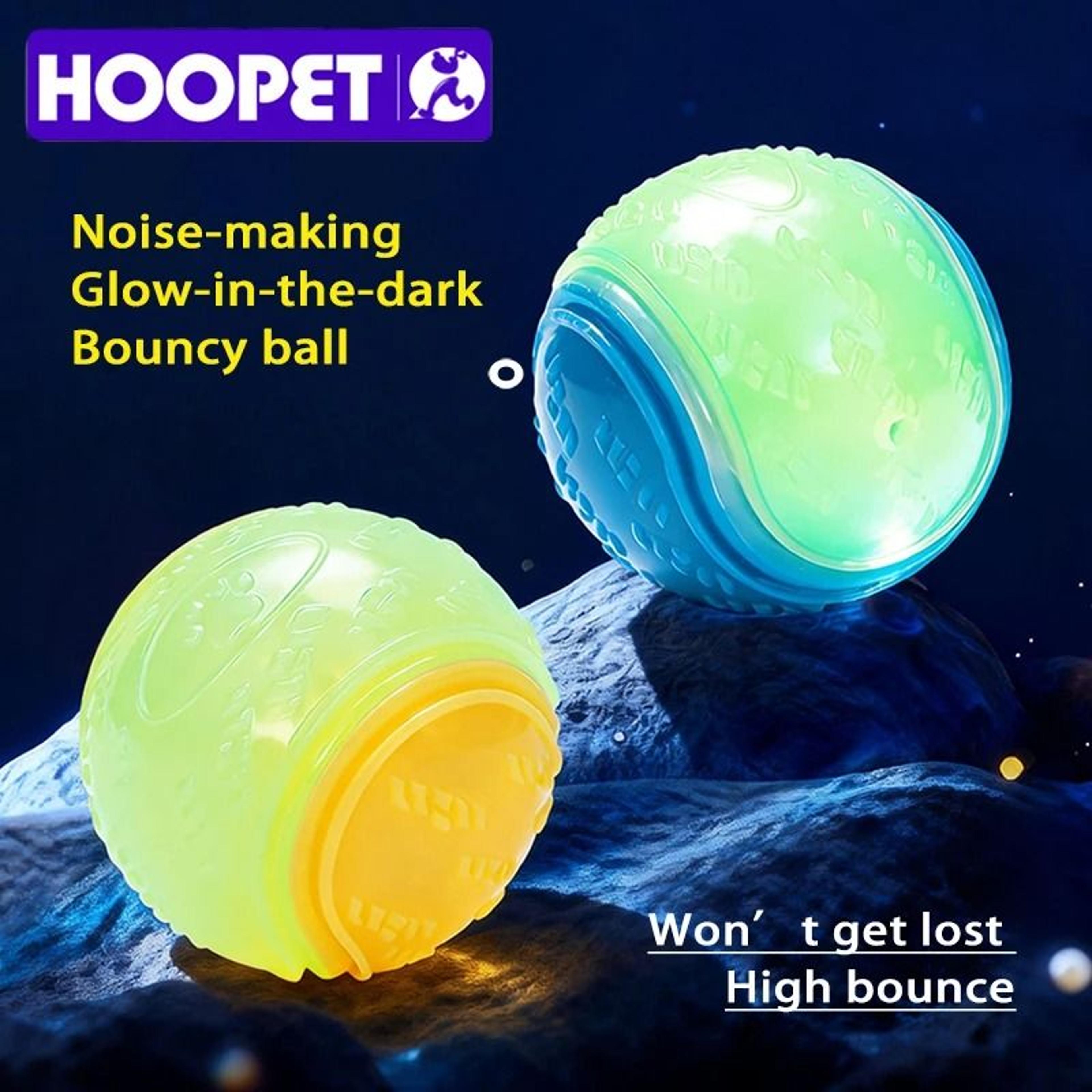 hoopet glow dog fetch ball durable rubber interactive toy for active dogs