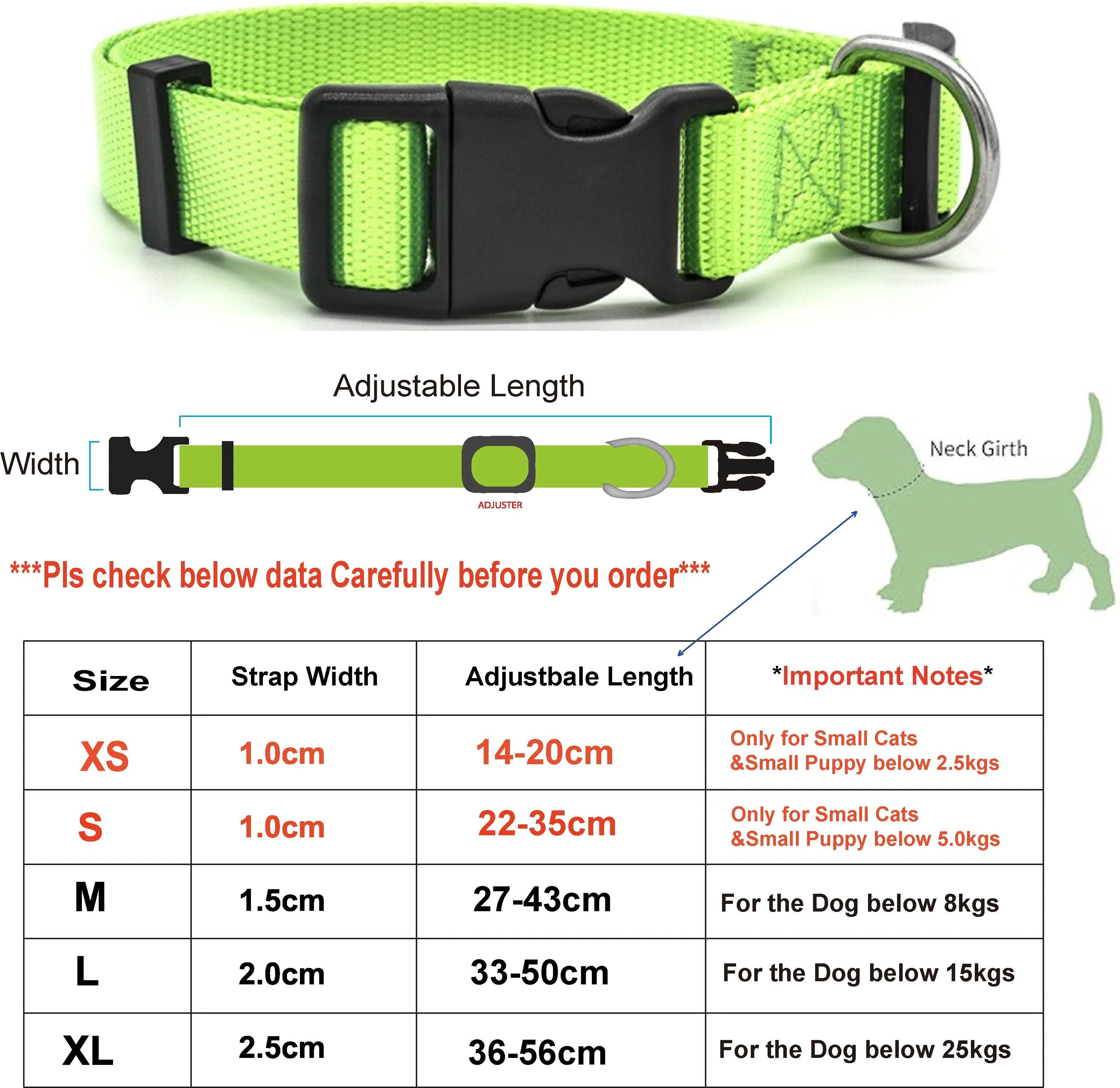 Adjustable Nylon Pet Collar Durable Neck Band For Puppies Cats And Small Dogs 6