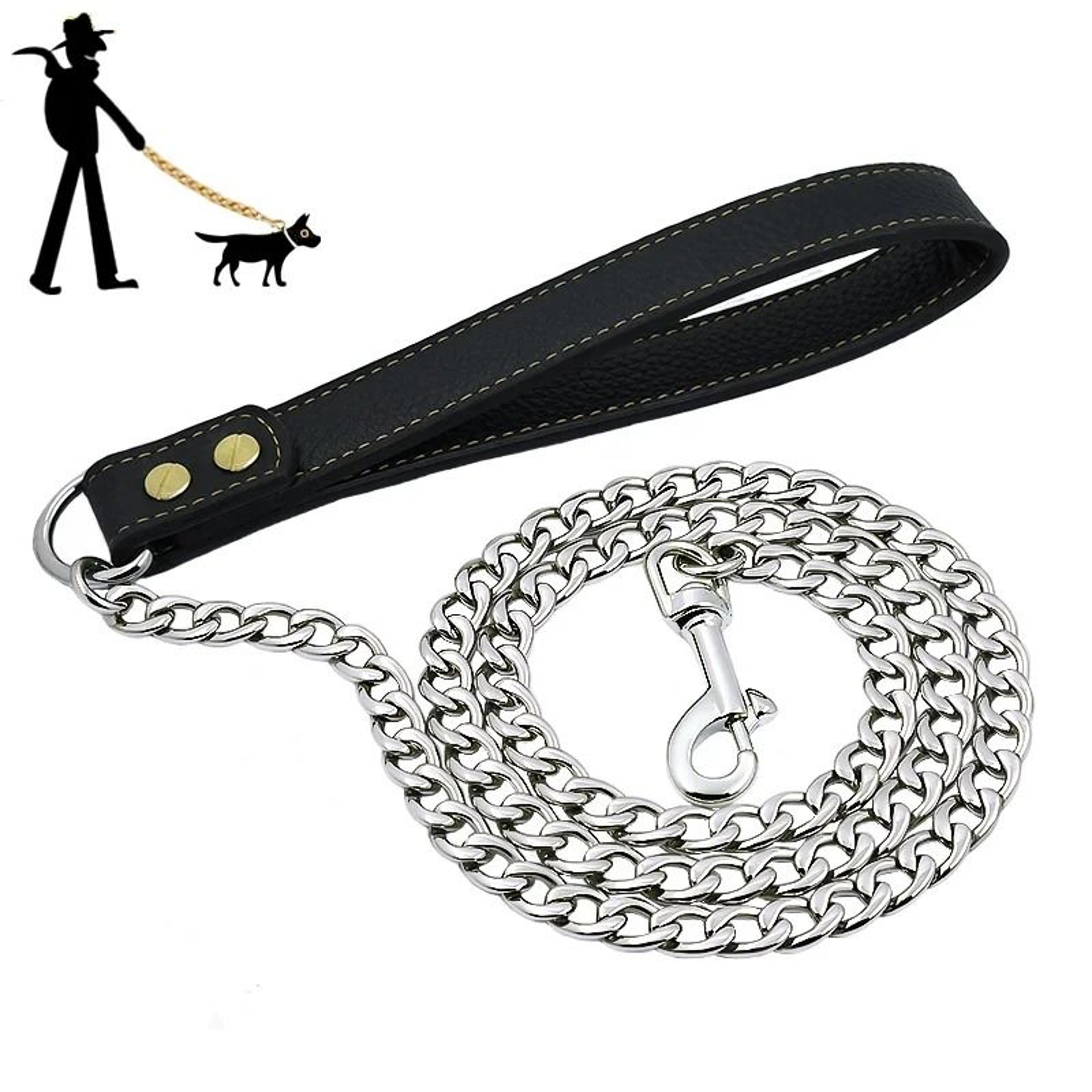 Gold Stainless Steel Dog Leash Strong Metal Chain Lead For Small Medium And Large Dogs 5