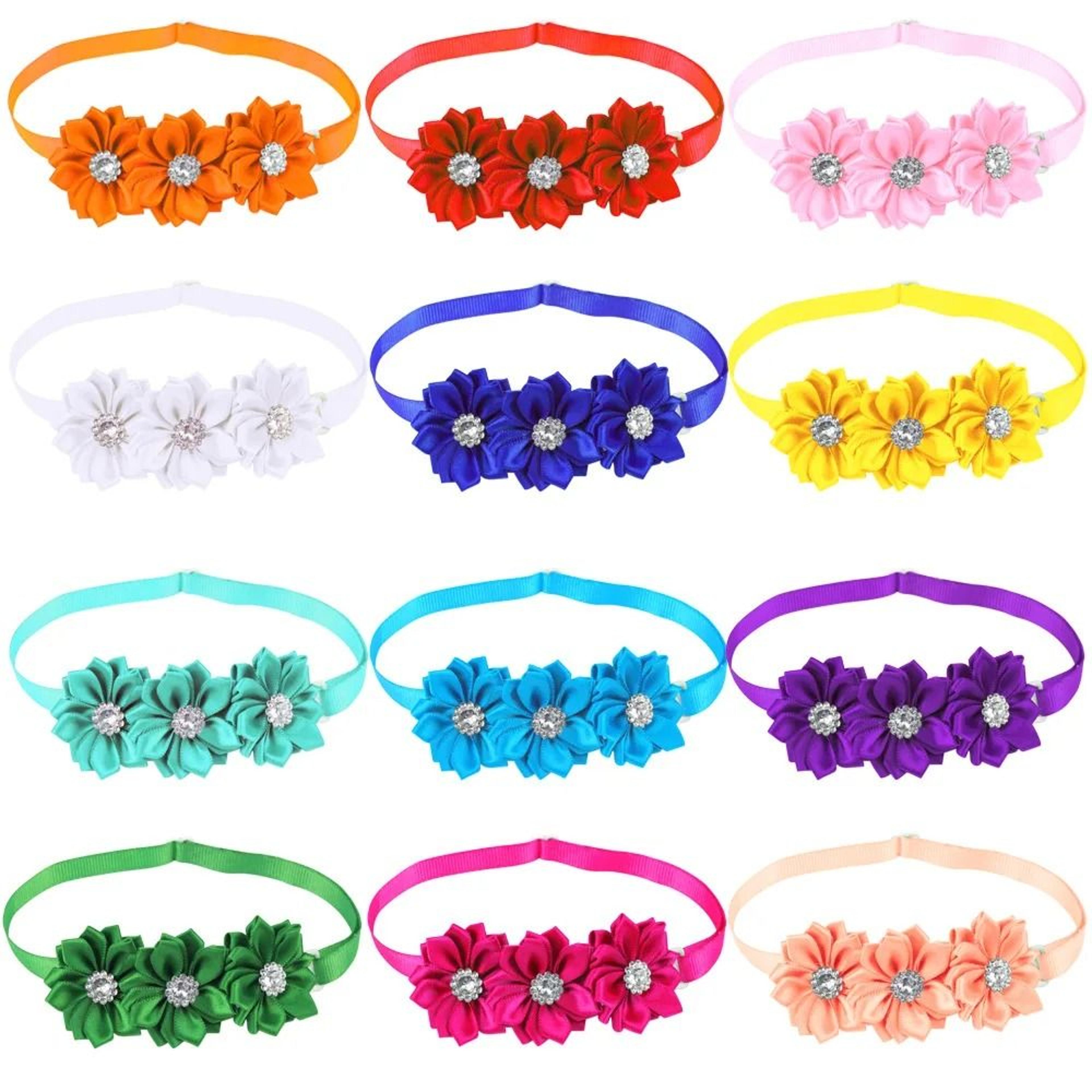 Cute Flower Pet Bow Ties With Diamond Accent For Dogs And Cats 6