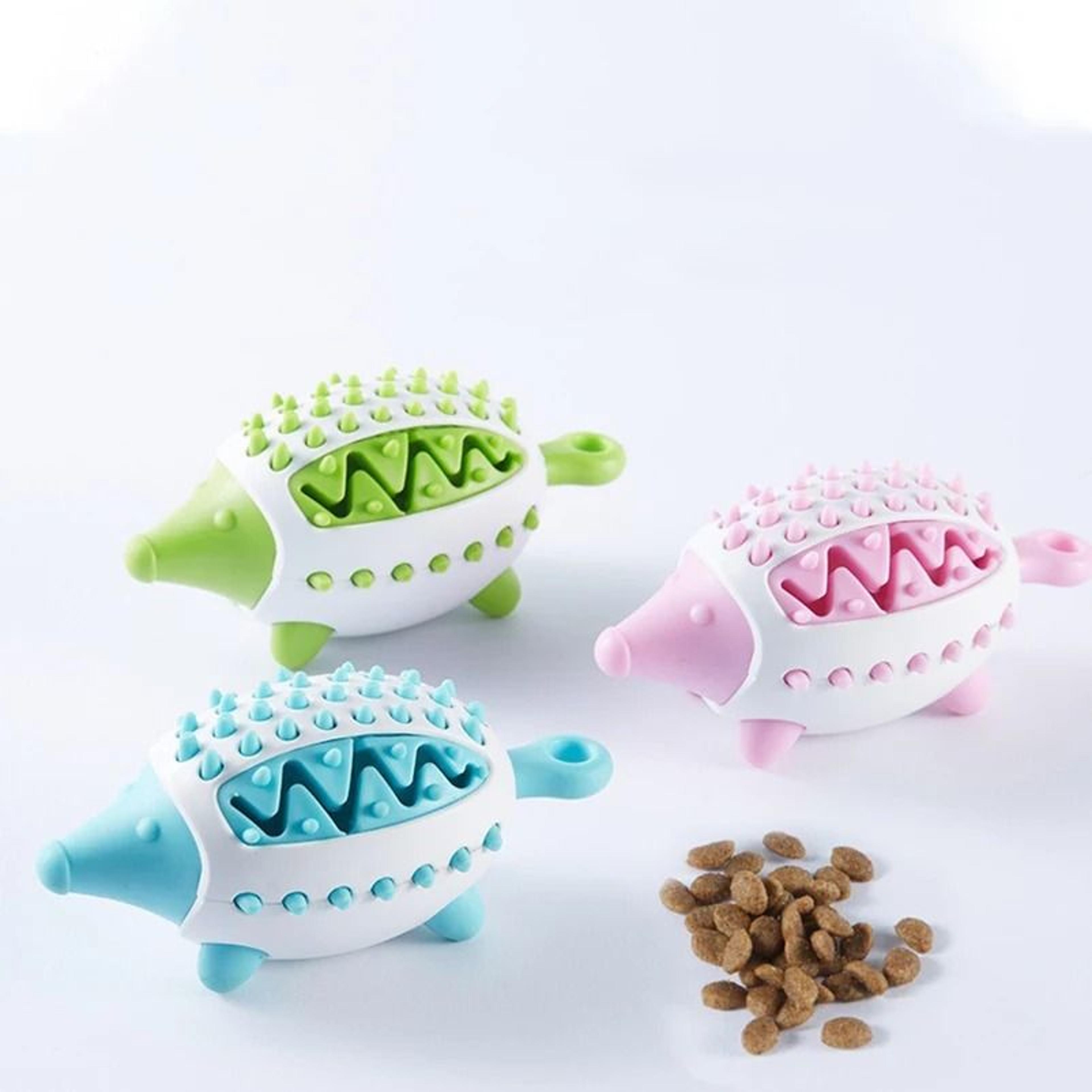 interactive hedgehog treat dispensing dog toy for chewing and teeth cleaning