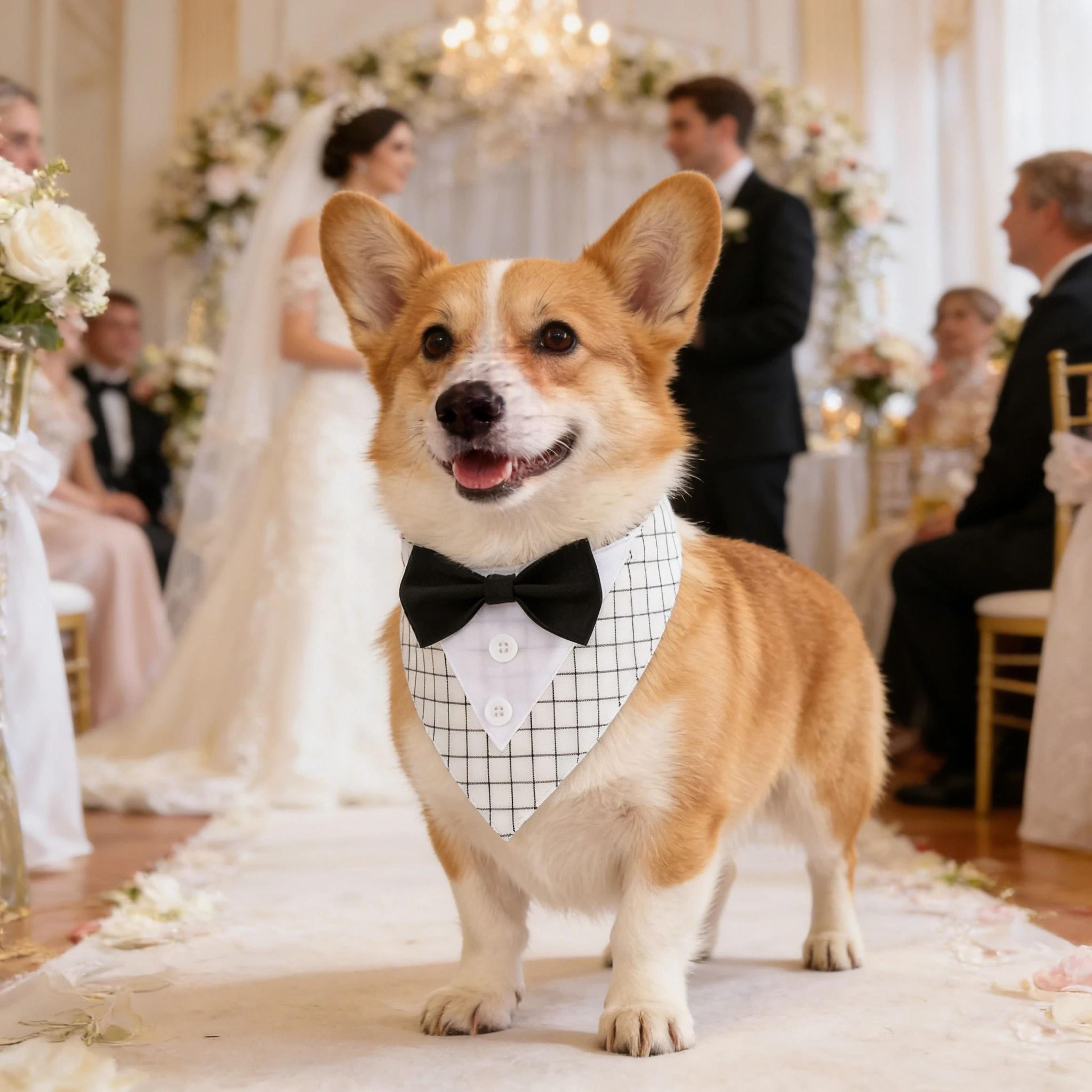 Sucado Formal Dog Bandana Tuxedo Adjustable Wedding And Party Scarf For Pets 9