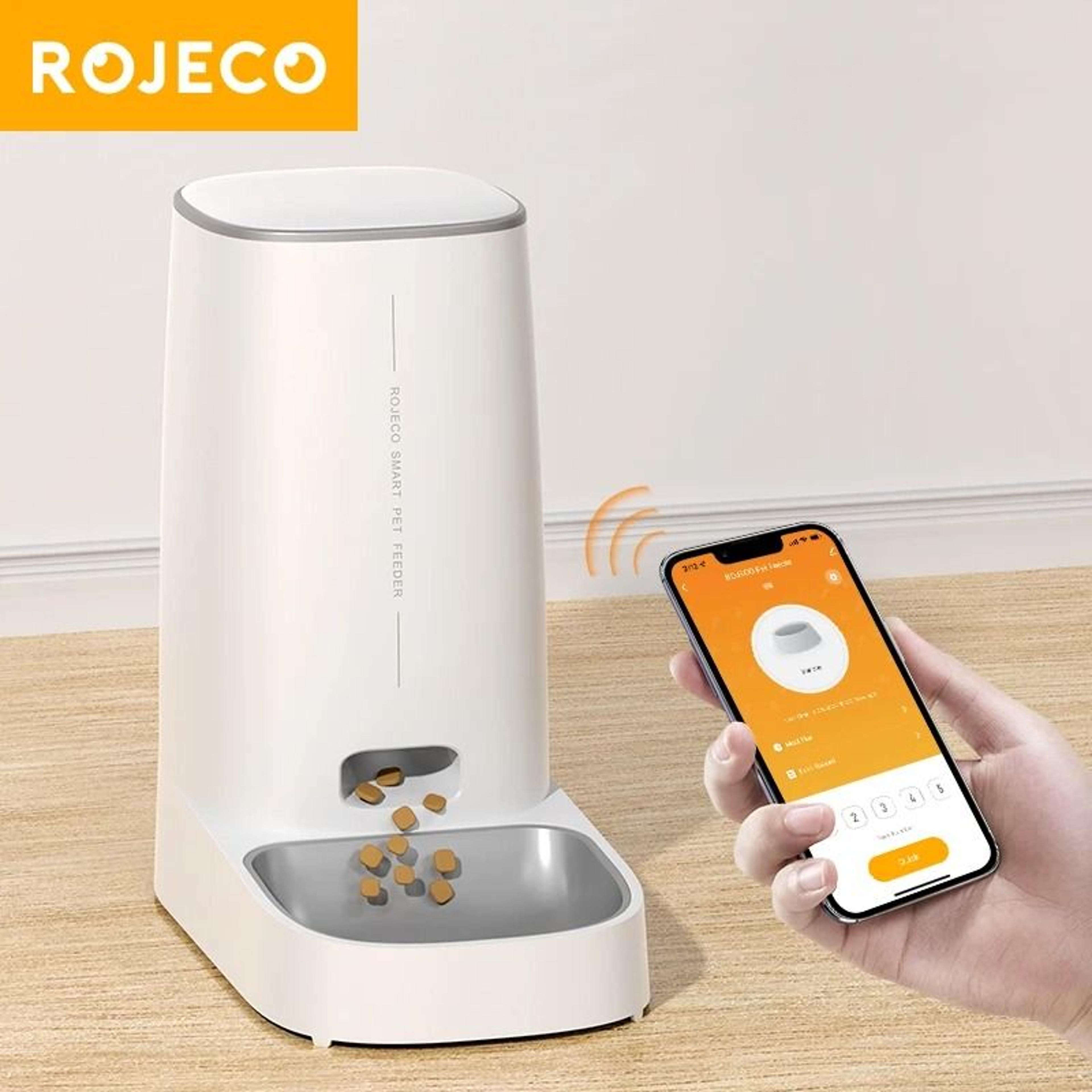 ROJECO Smart Automatic Cat Feeder WiFi Remote Control Dry Food Dispenser For Cats And Dogs 7