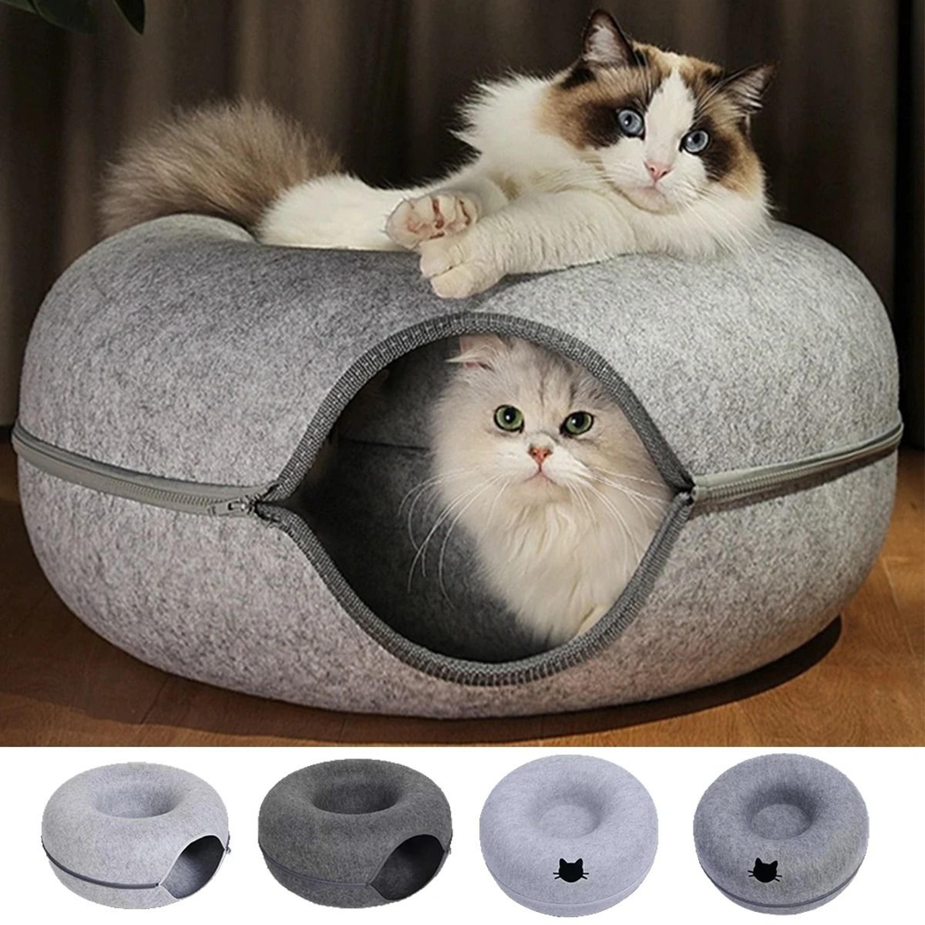 interactive cat tunnel bed felt donut nest scratcher house for indoor cats