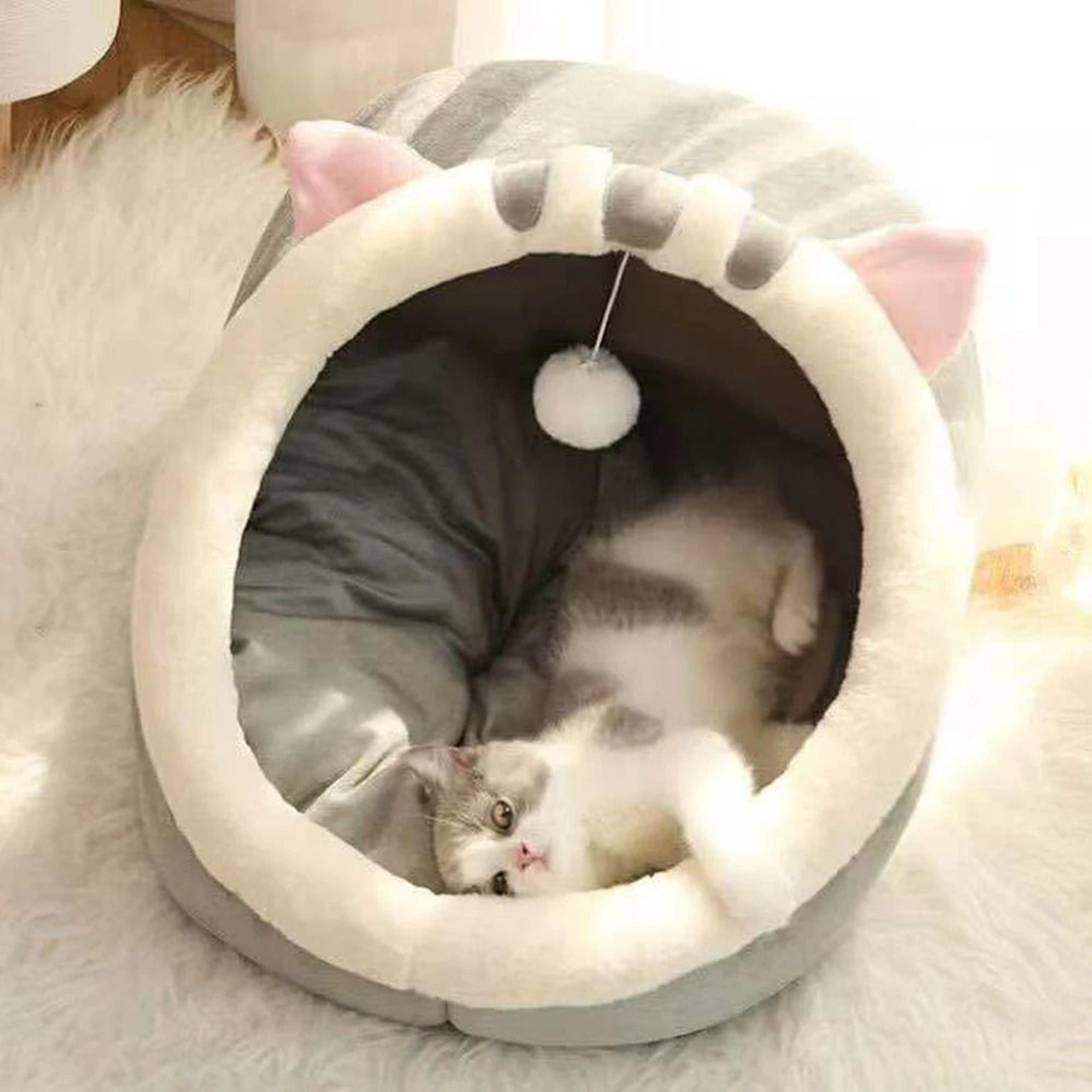 Warm Semi Closed Cat Nest Bed Cozy Four Seasons Pet Sleeping House For Cats 6