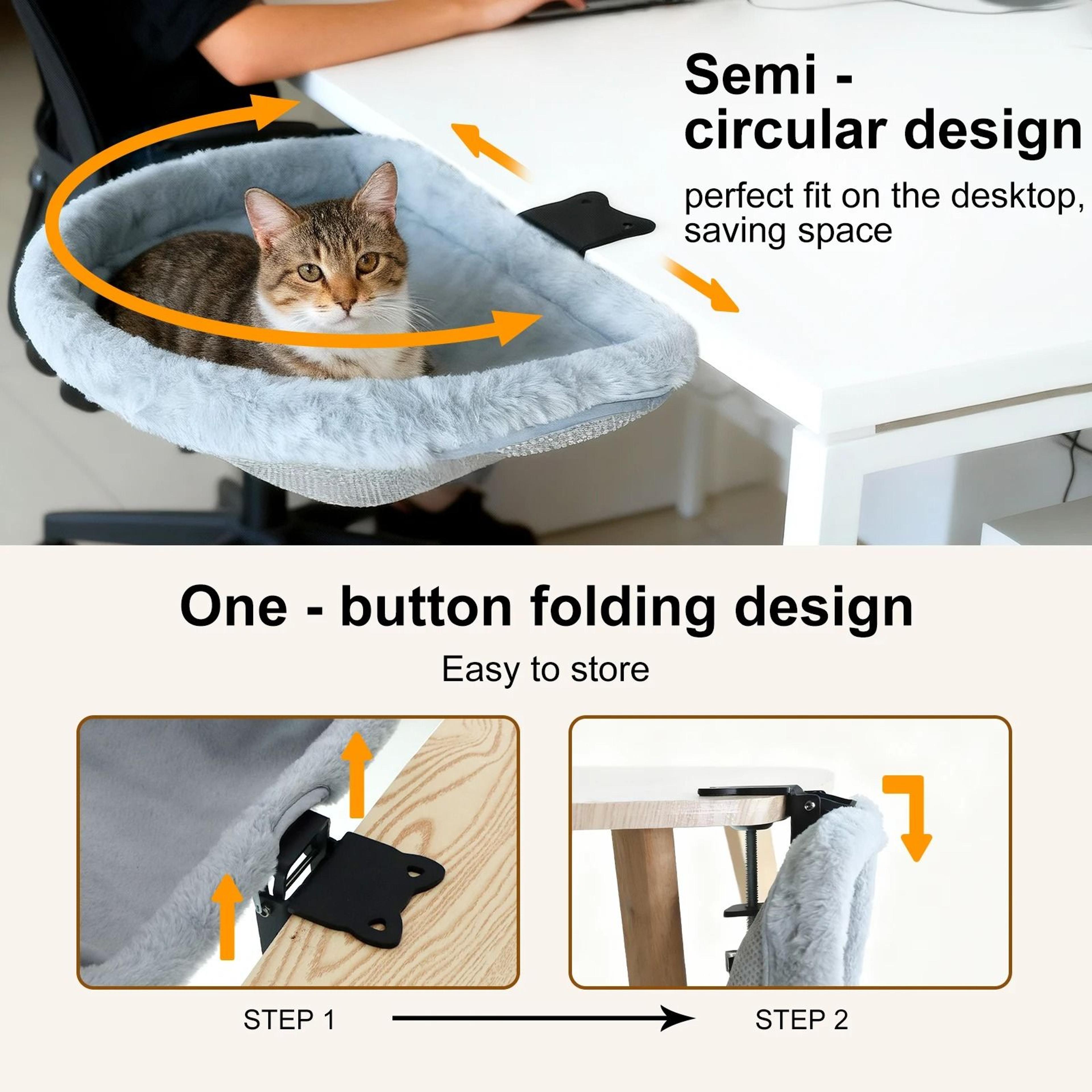 SpaceNest Cat Desk Hammock Foldable Semi Circular Cat Perch For Home Office Cats 3