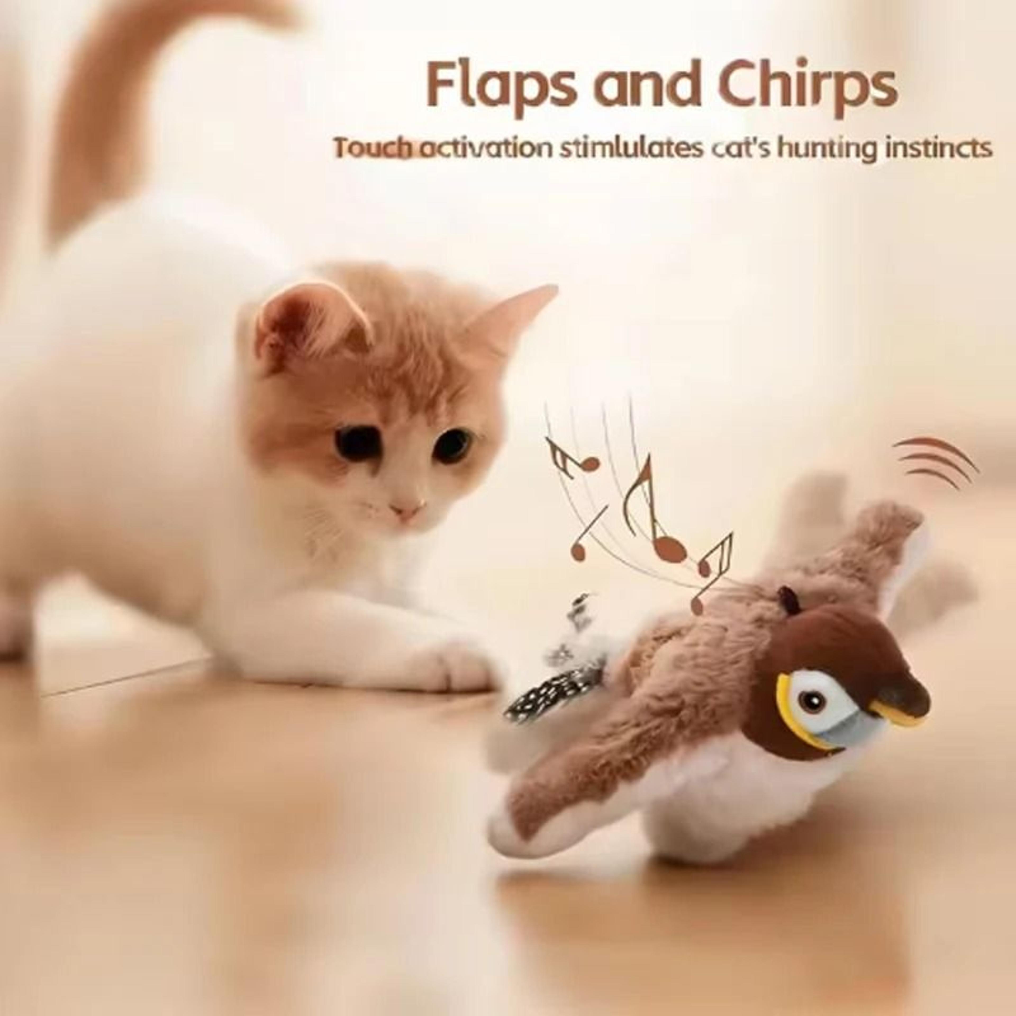 FlutterTweet Interactive Cat Bird Toy Rechargeable Chirping Plush Toy For Cats And Dogs 3