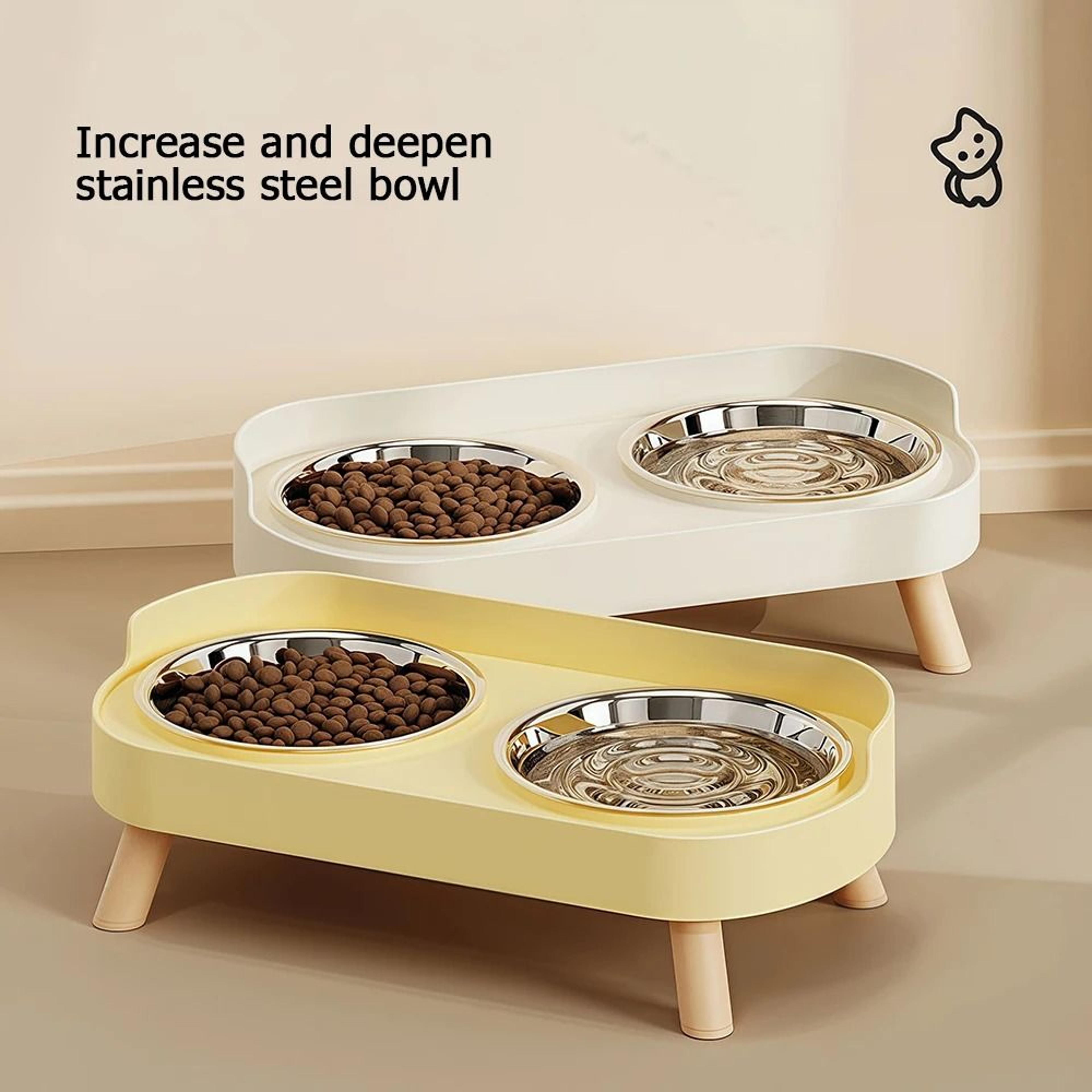 Elevated Ceramic Cat Bowls Double Set With Anti Tip Neck Care Design 10