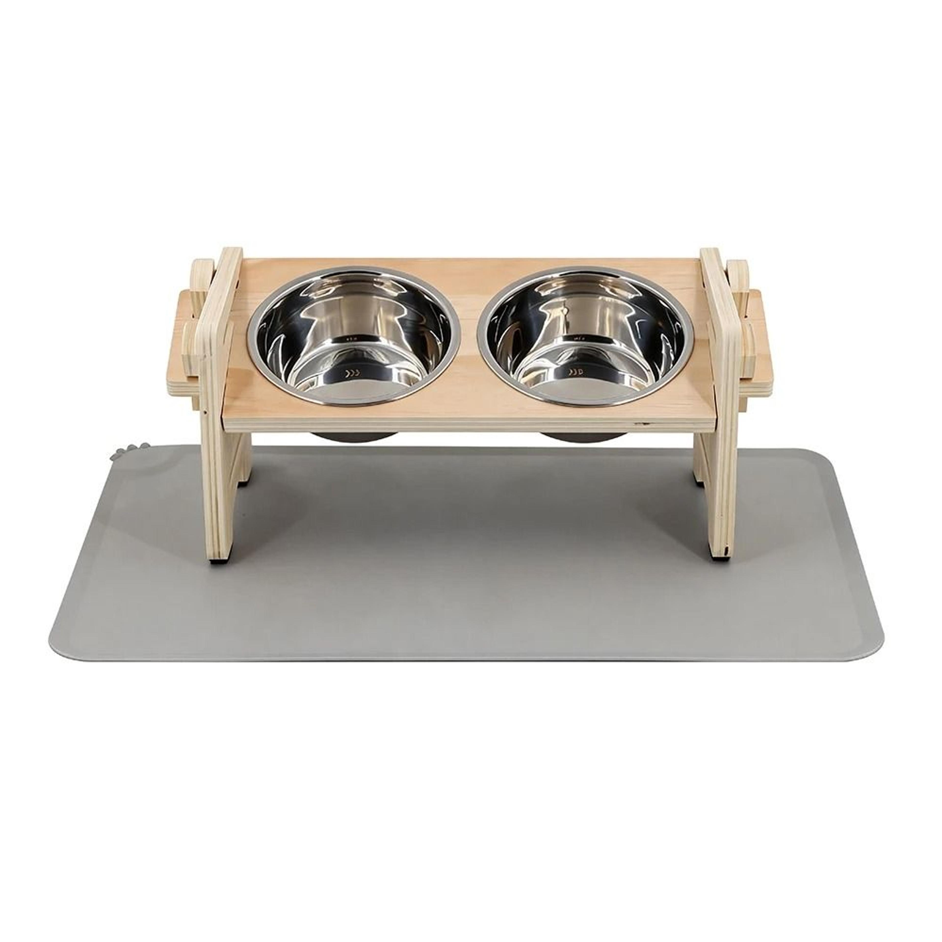 Adjustable Elevated Cat Bowl Stand With Silicone Feeding Mat 2