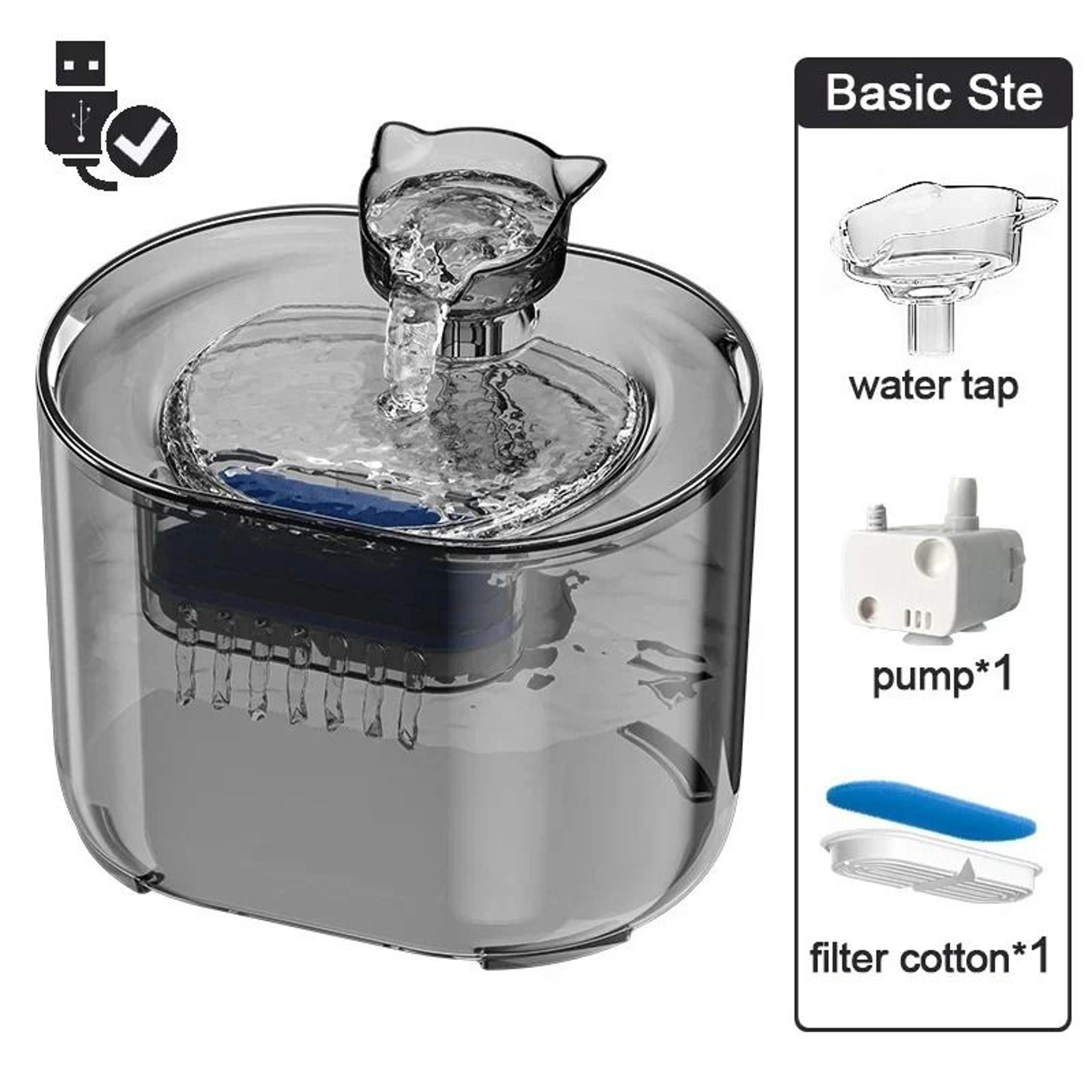 USB Automatic Cat Water Fountain With Quiet Recirculating Filter 7
