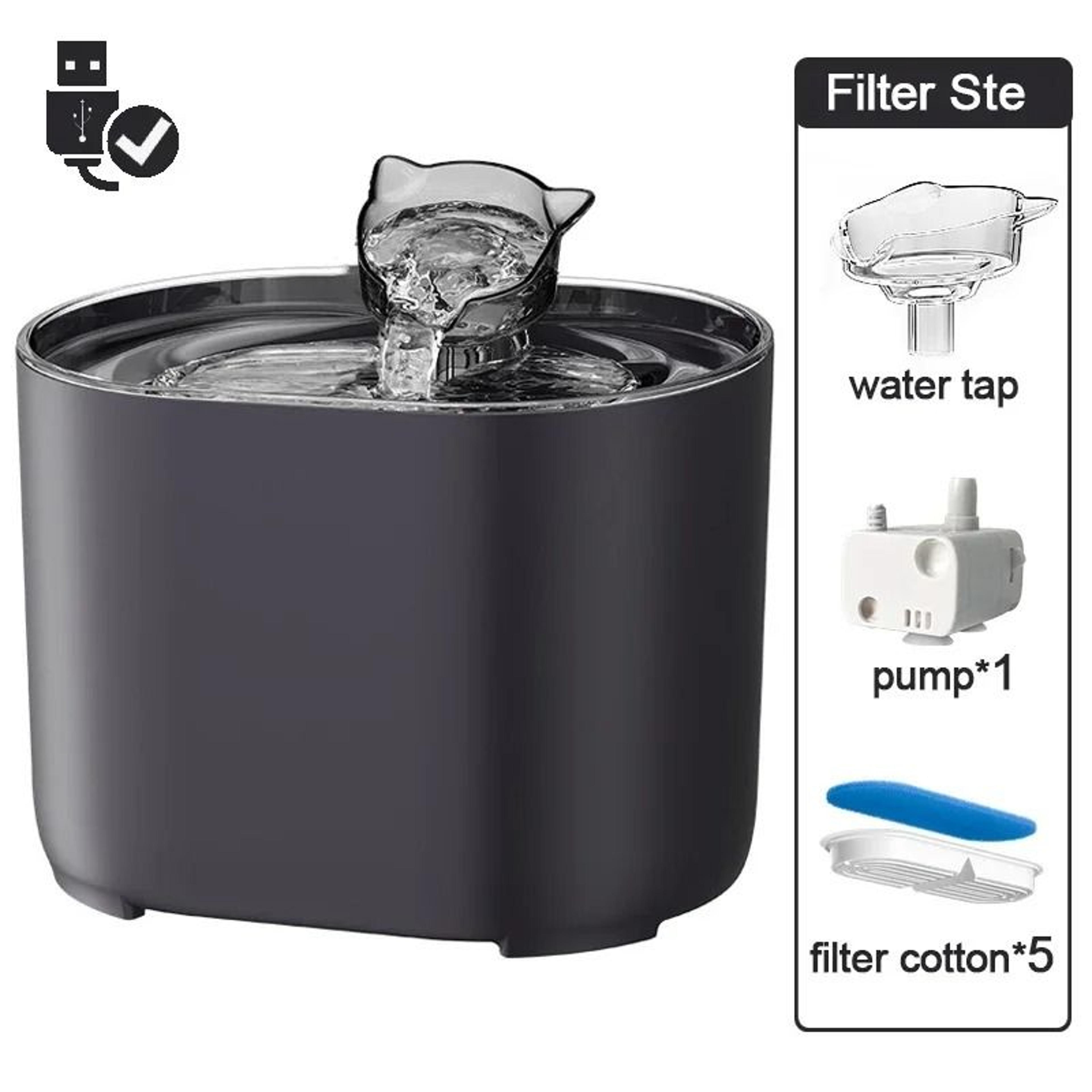 USB Automatic Cat Water Fountain With Quiet Recirculating Filter 9