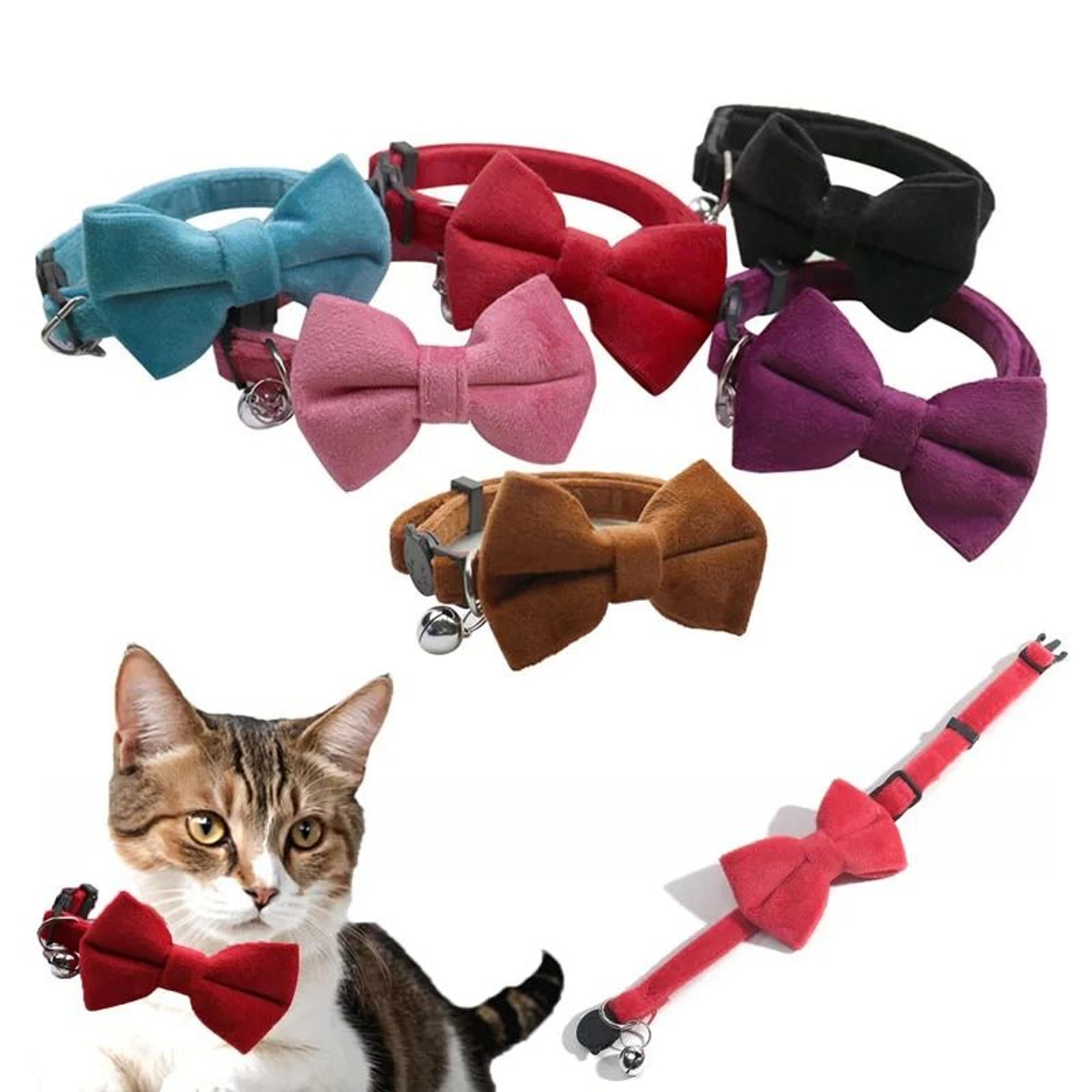Velvet Bow Tie Cat Collar With Bell And Safety Buckle 11