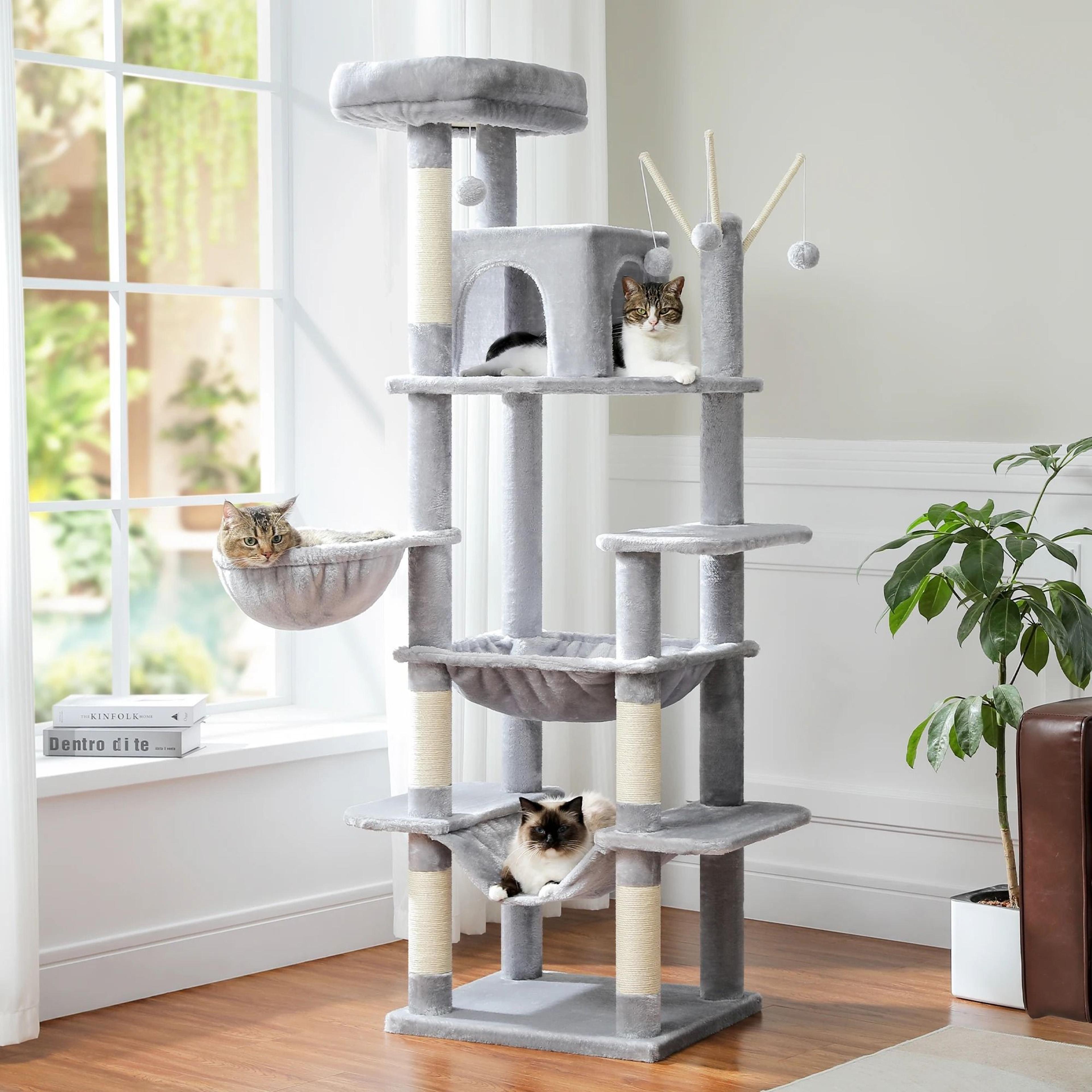 Large Cat Tree Tower With Big Hammock And Scratching Posts 15