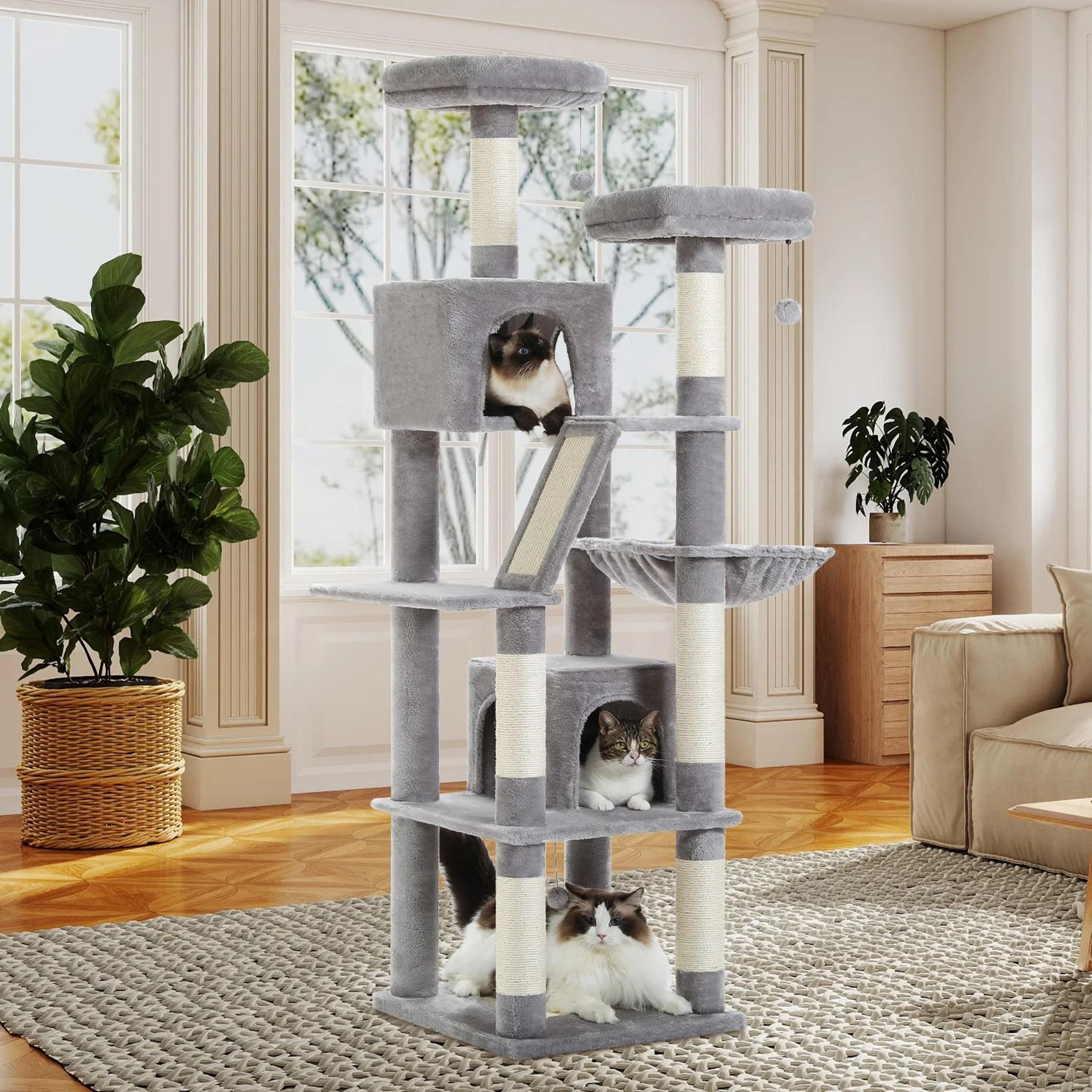 Multi Level Cat Tree Tower With Hammock Condo And Scratching Posts 15