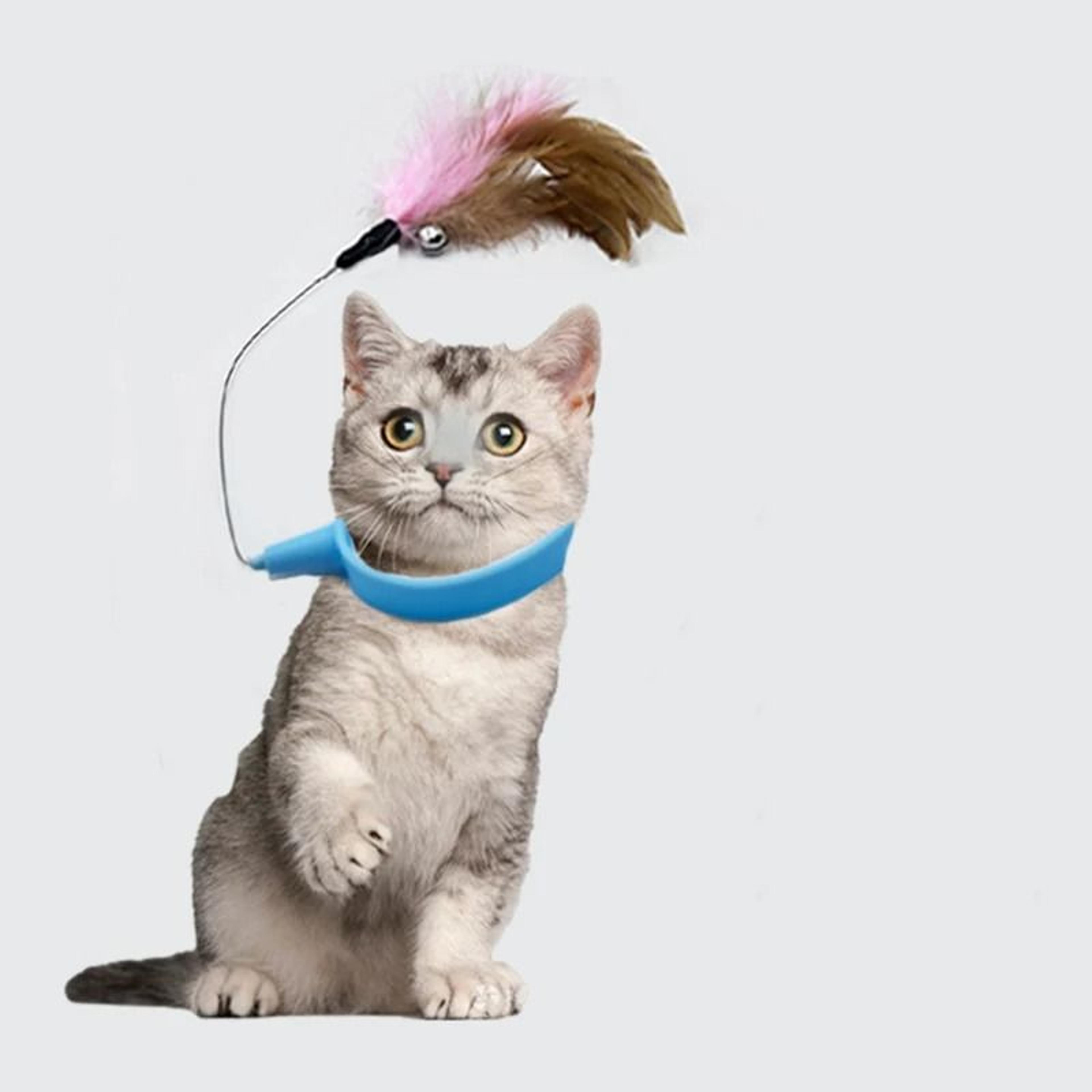 Interactive Cat Collar Toy With Feather Bells Self Play Neck Teaser For Indoor Cats 7